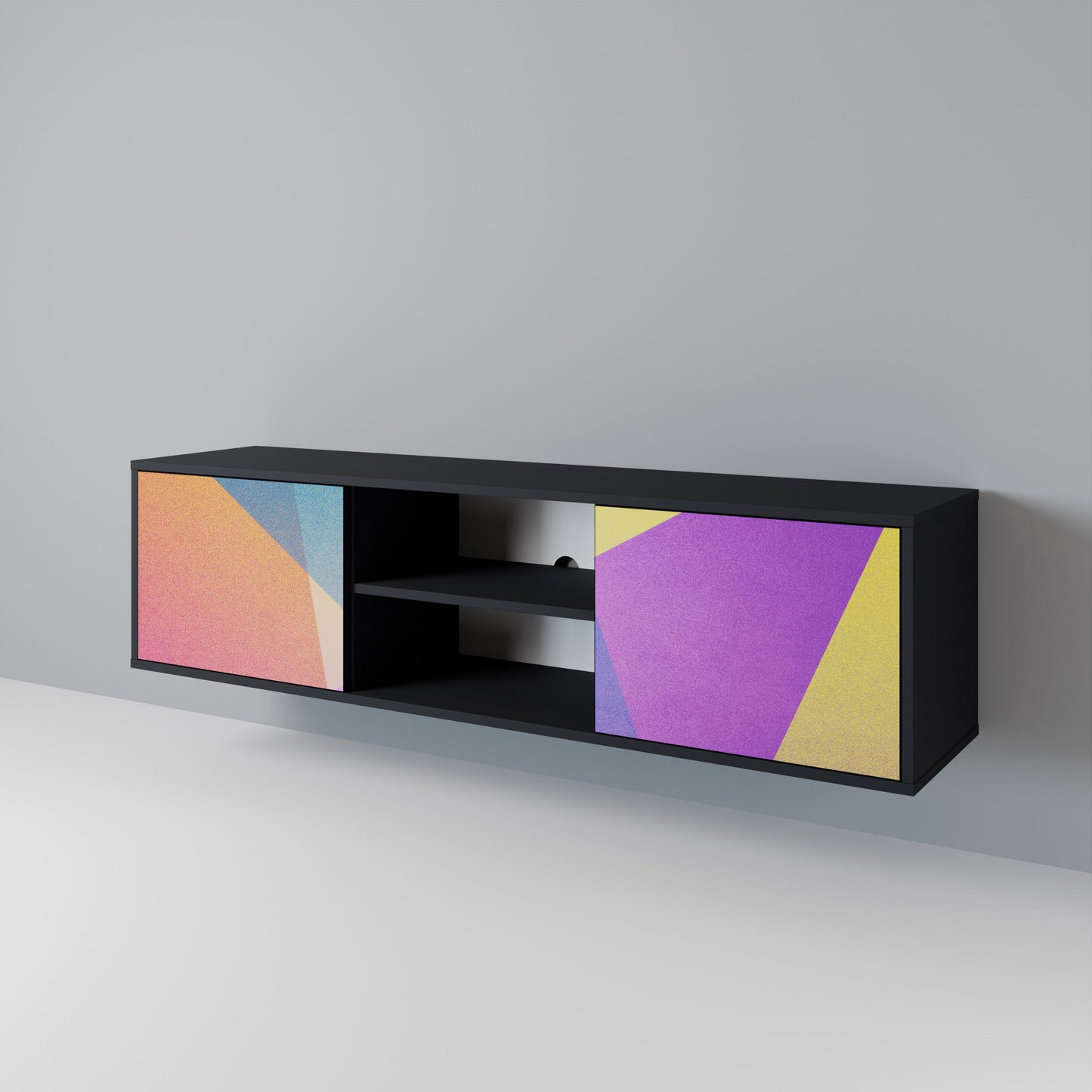 LJUS GEOMETRY 2-dörrars TV-bänk i svart finish