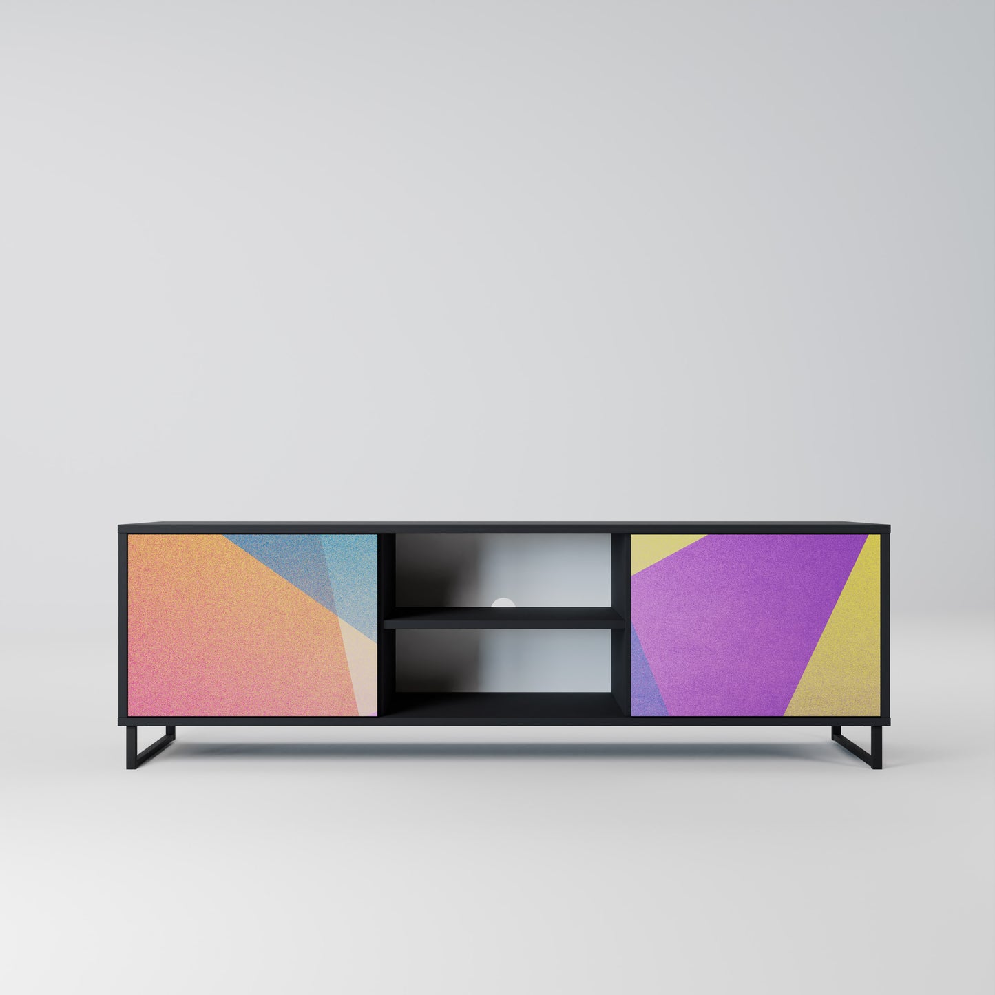 LJUS GEOMETRY 2-dörrars TV-bänk i svart finish