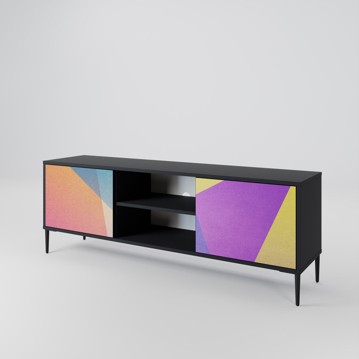 LJUS GEOMETRY 2-dörrars TV-bänk i svart finish