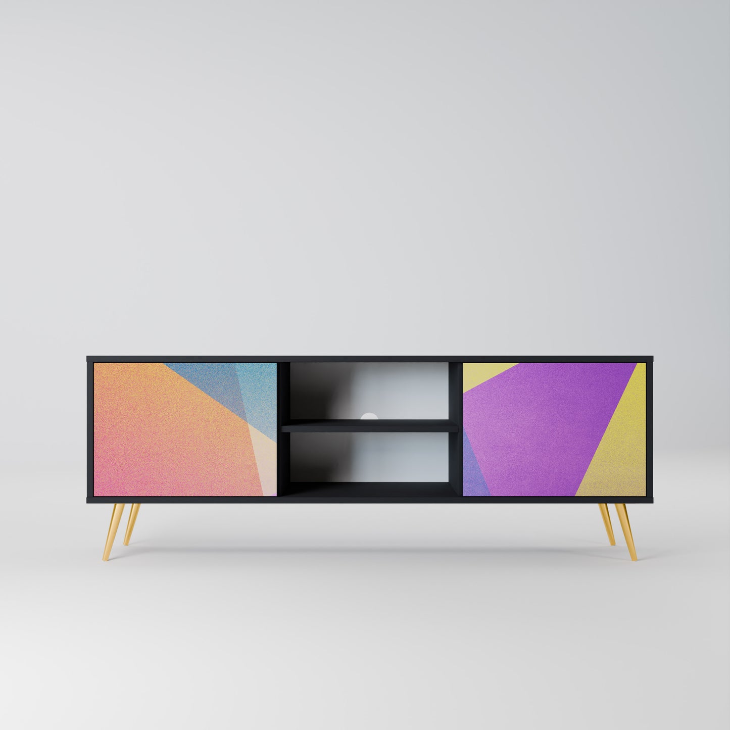 LJUS GEOMETRY 2-dörrars TV-bänk i svart finish