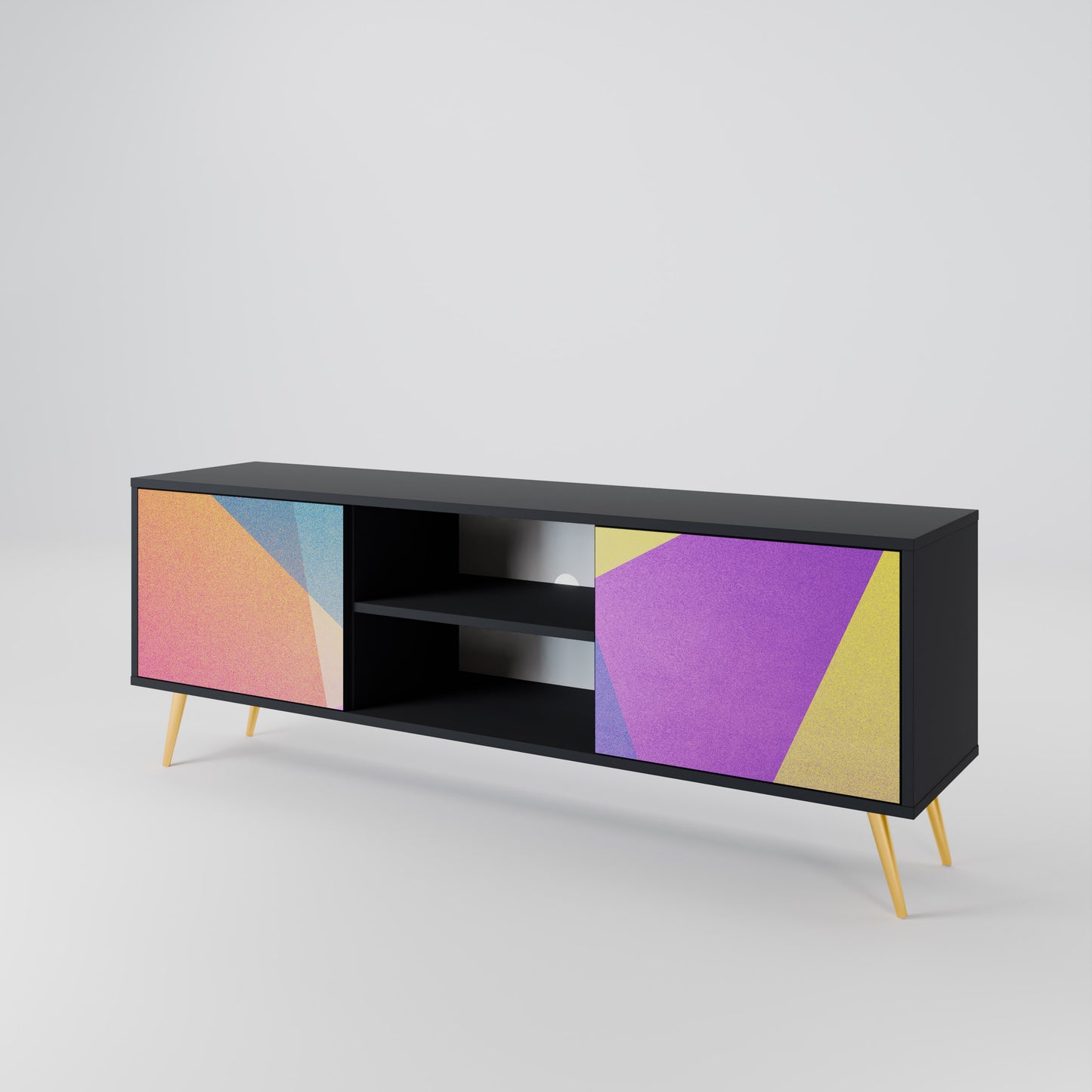 LJUS GEOMETRY 2-dörrars TV-bänk i svart finish