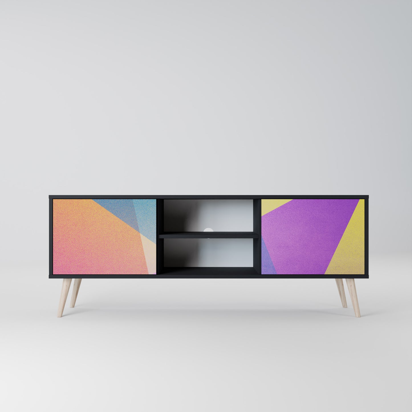 LJUS GEOMETRY 2-dörrars TV-bänk i svart finish