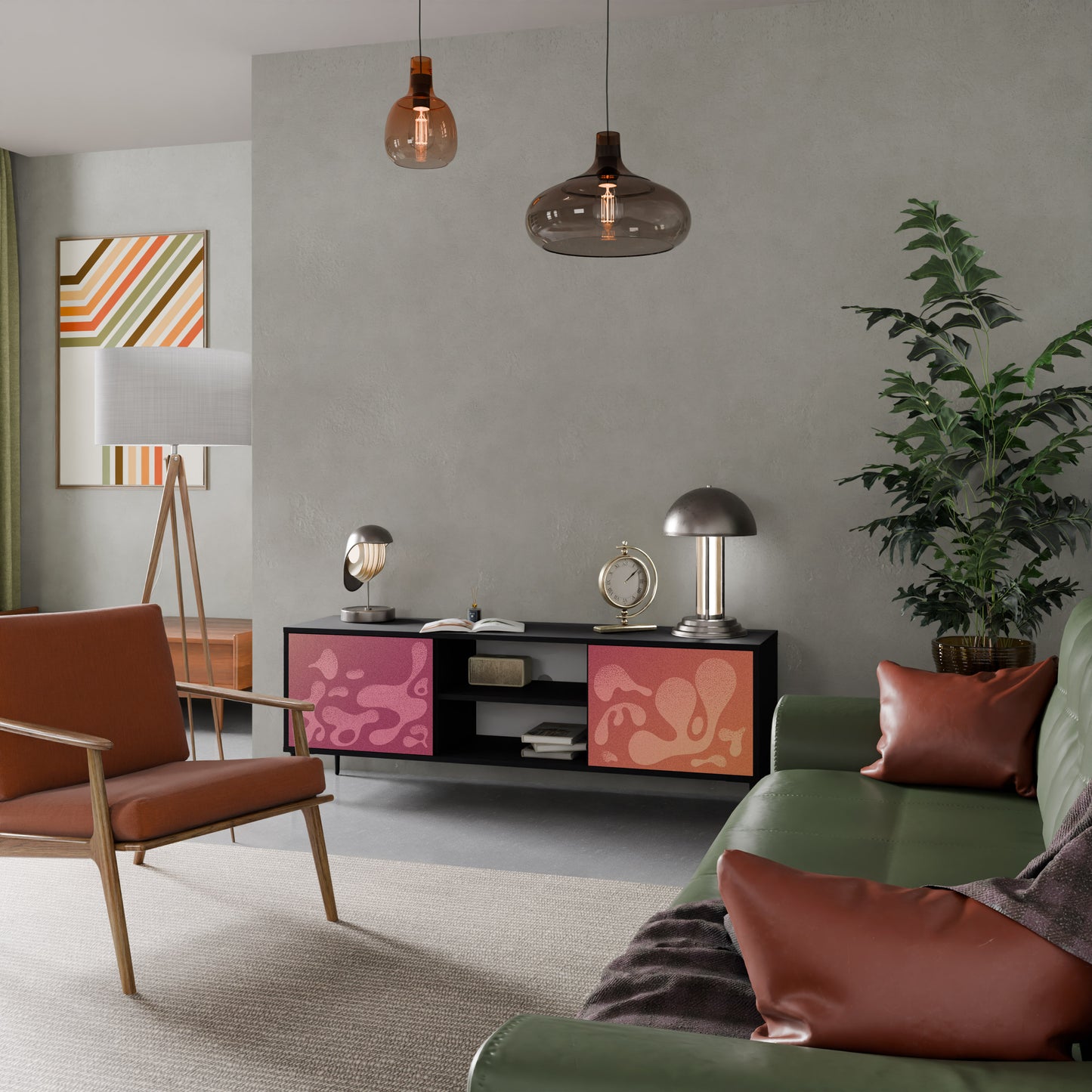 IRREGULAR ROSA 2-dörrars TV-bänk i svart finish