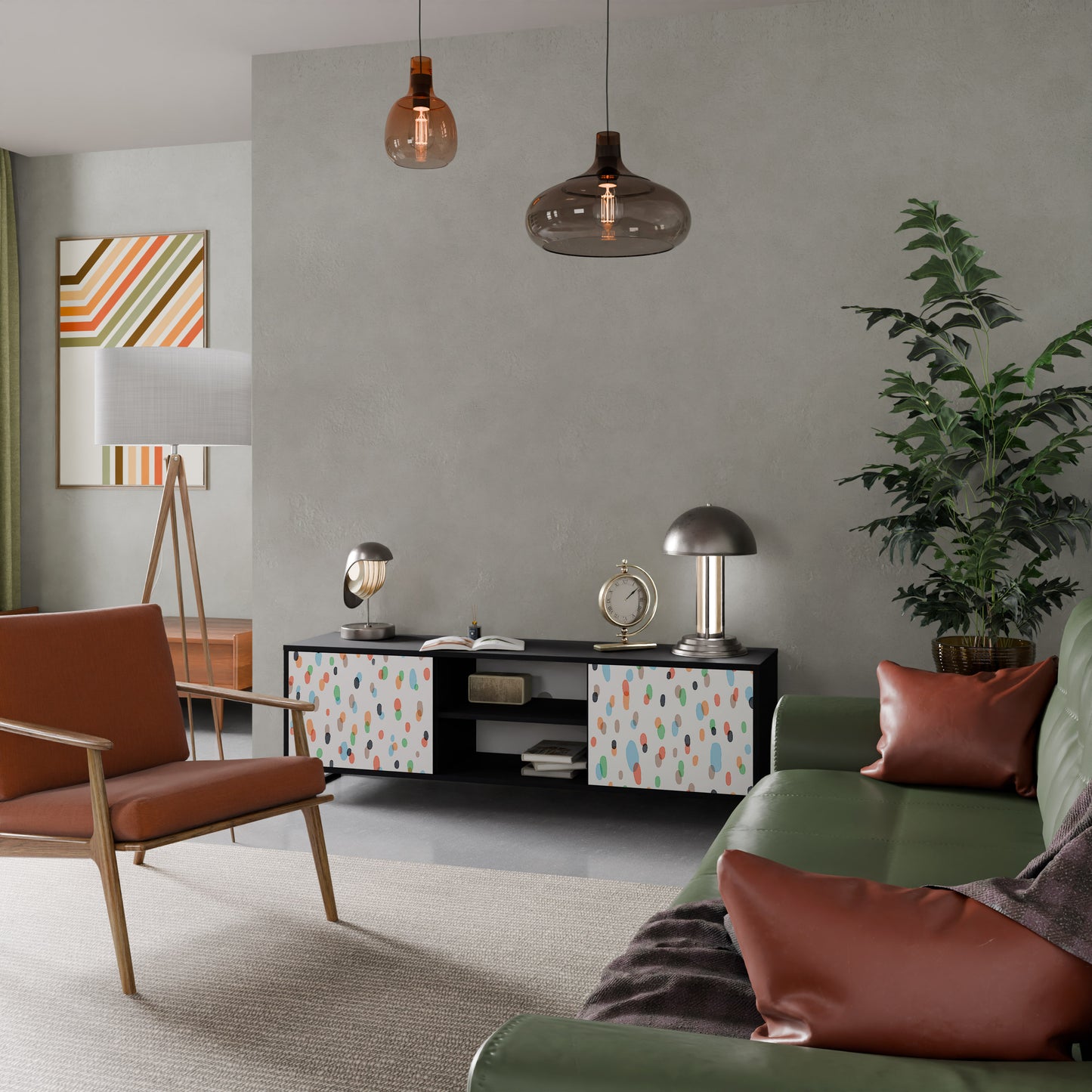ENERGETIC SPOTS 2-dörrars TV-bänk i svart finish