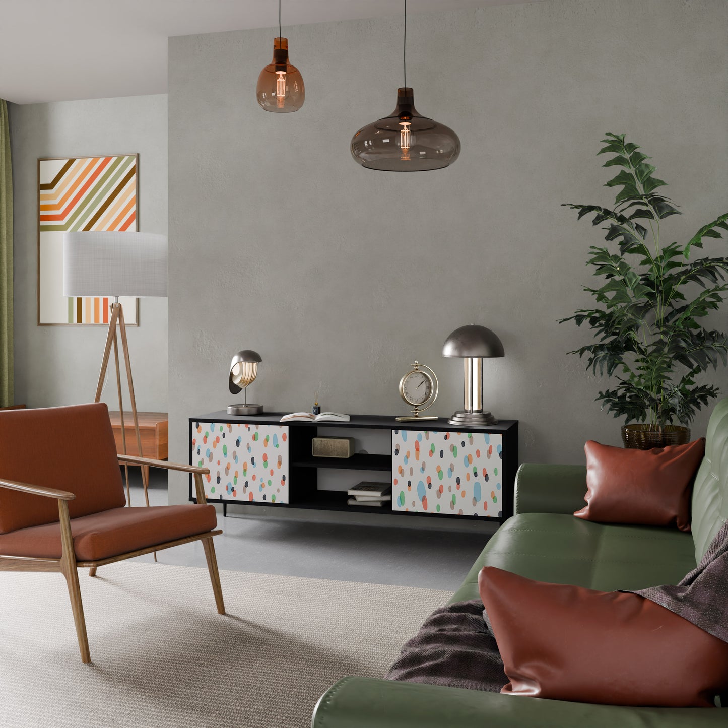 ENERGETIC SPOTS 2-dörrars TV-bänk i svart finish