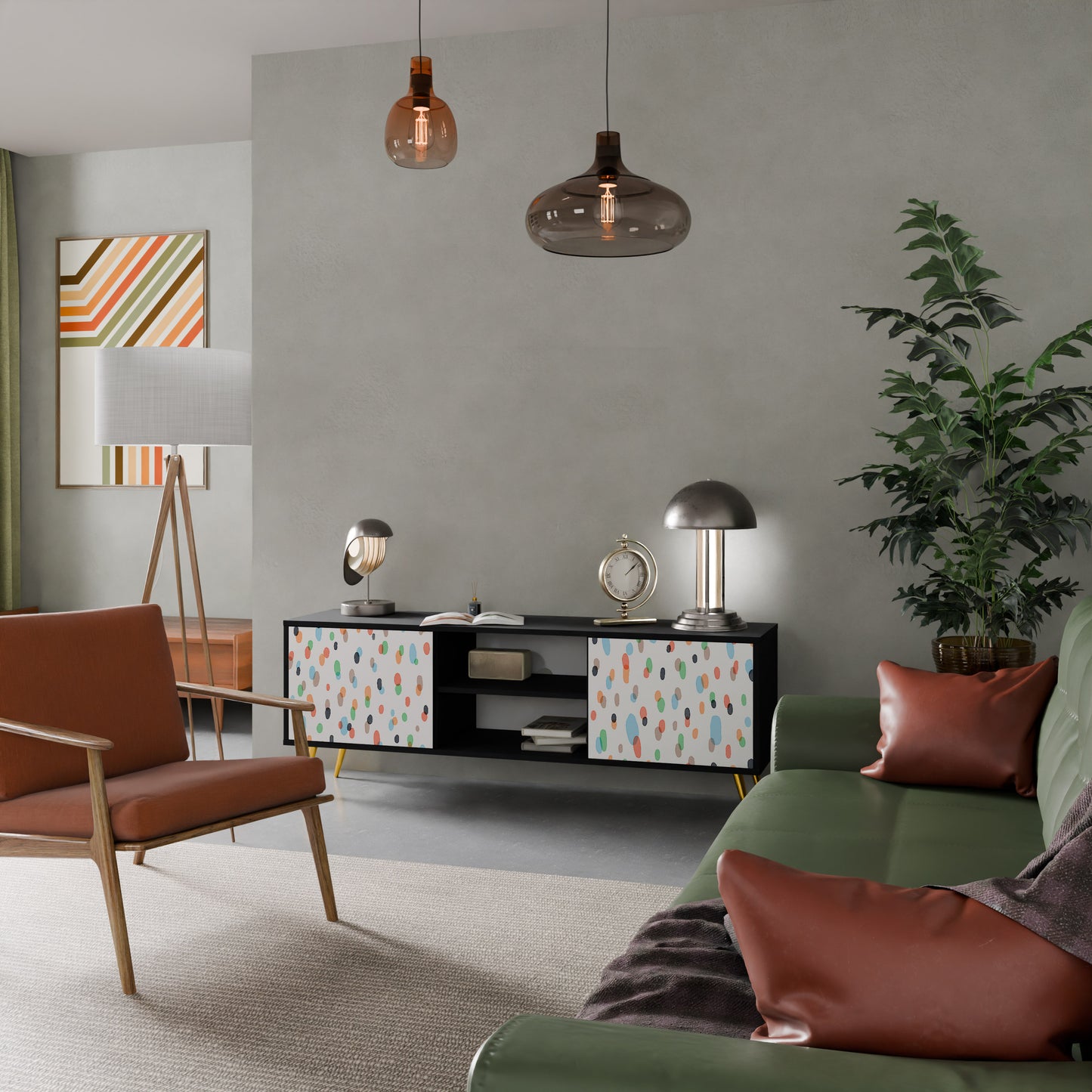 ENERGETIC SPOTS 2-dörrars TV-bänk i svart finish