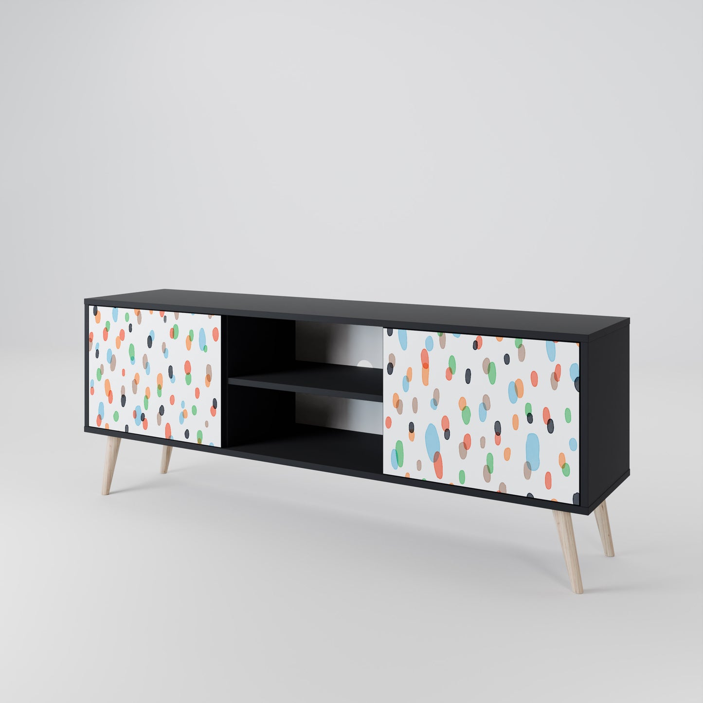 ENERGETIC SPOTS 2-dörrars TV-bänk i svart finish