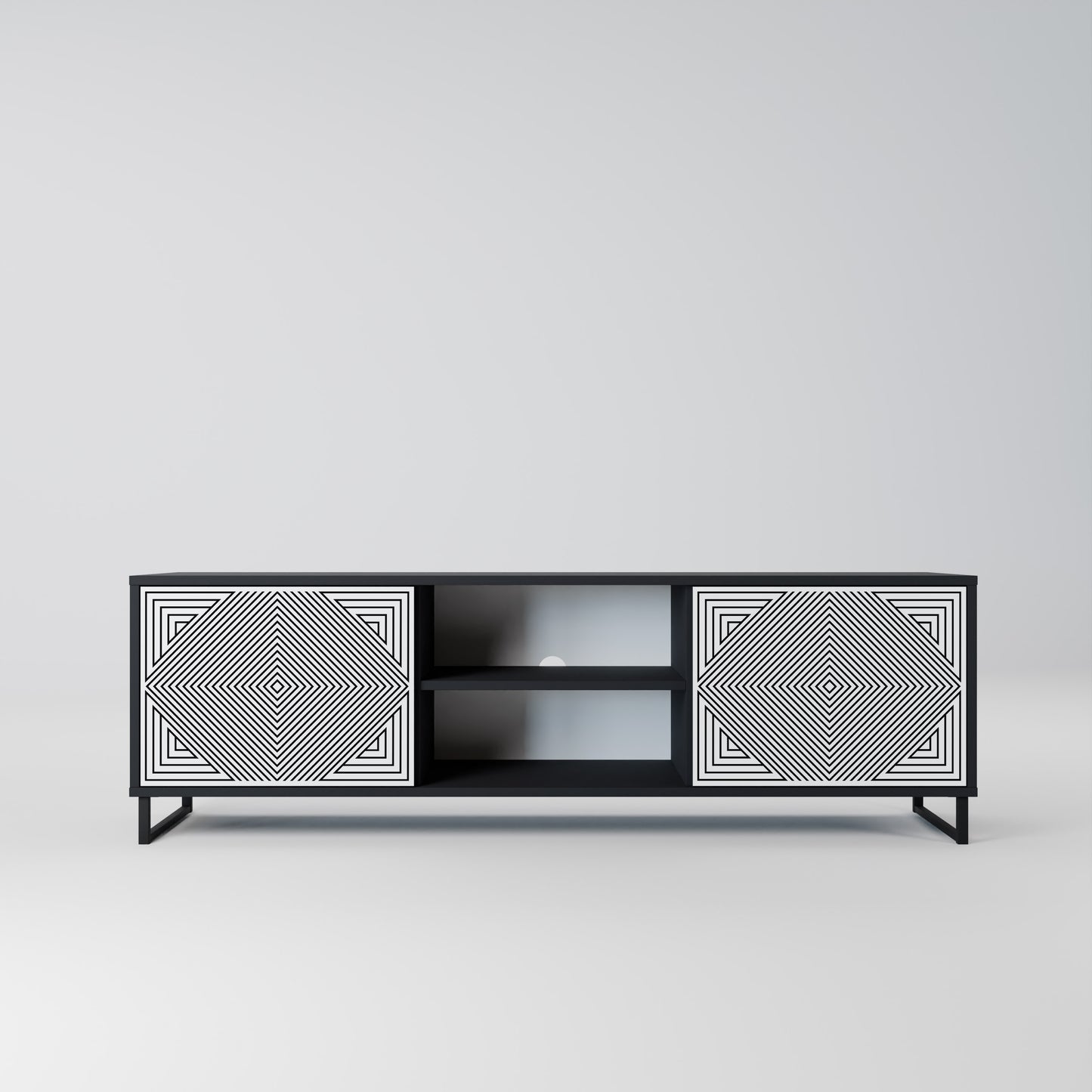 POLYGON ILLUSION 2-Door TV Stand in Black Finish