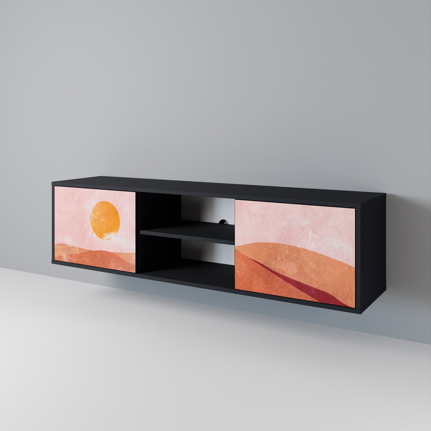 LIMINOUS SUNLIGHT 2-dörrars TV-bänk i svart finish