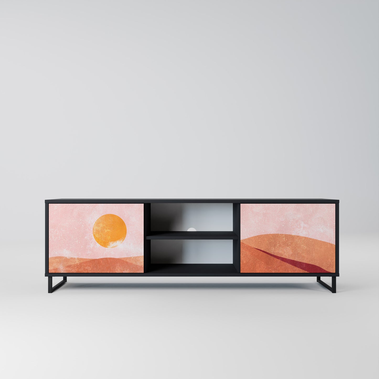 LIMINOUS SUNLIGHT 2-dörrars TV-bänk i svart finish