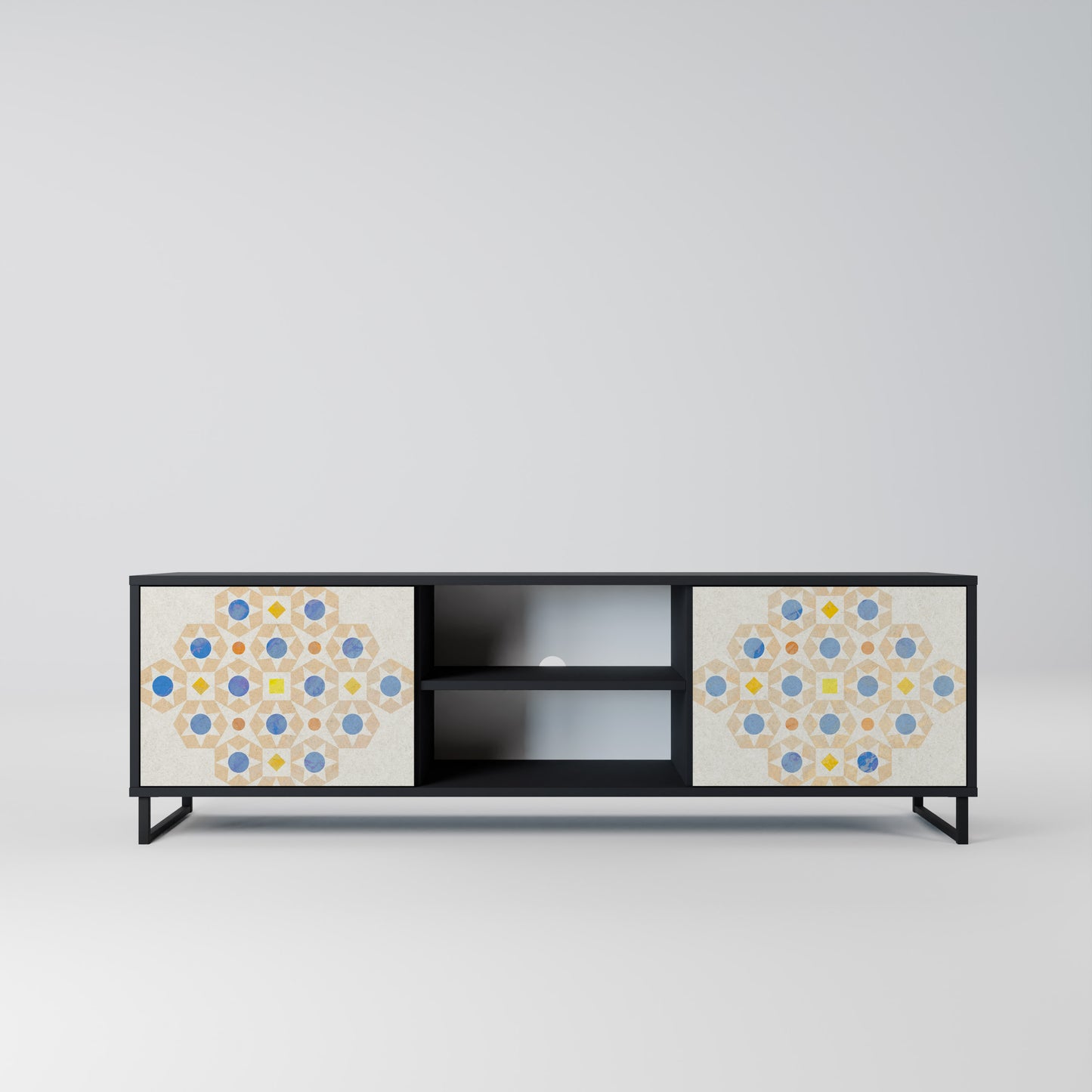 PATTERNED PRISM 2-Door TV Stand in Black Finish