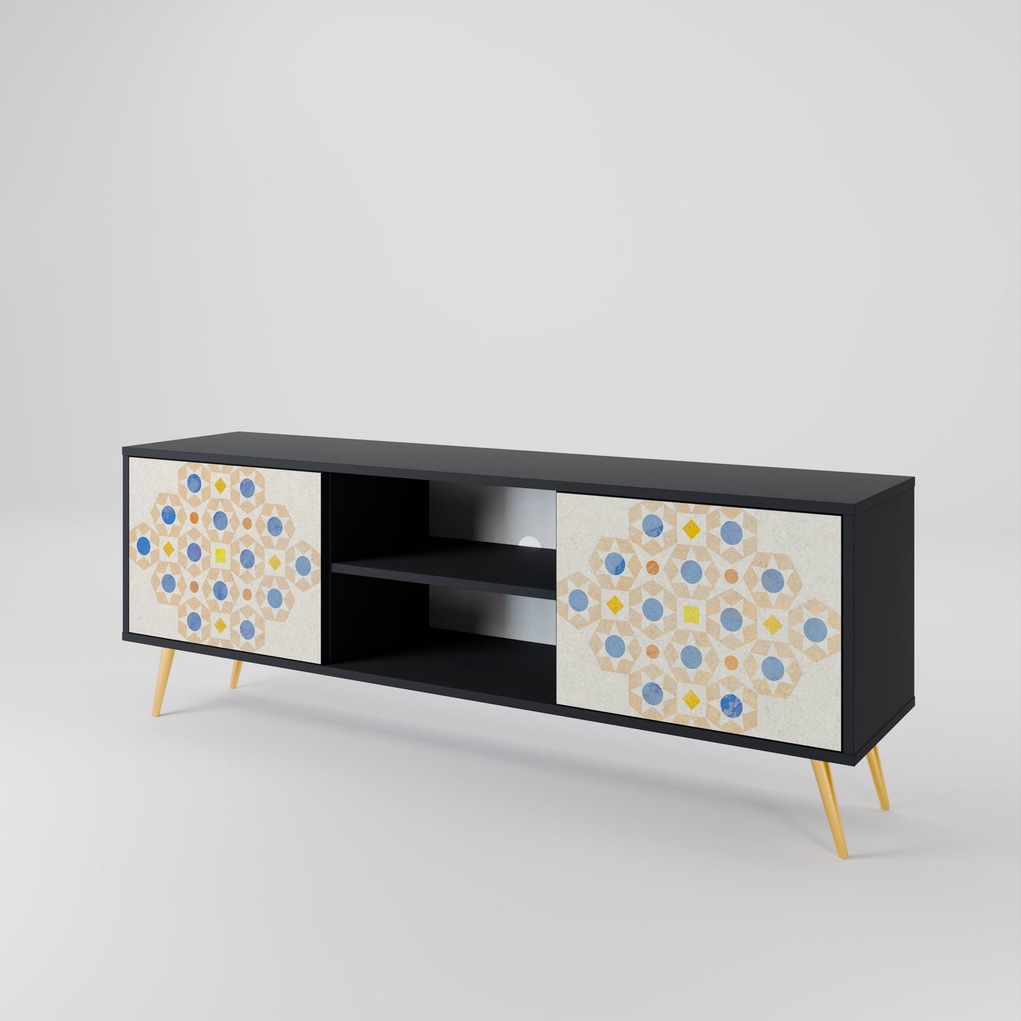 PATTERNED PRISM 2-Door TV Stand in Black Finish