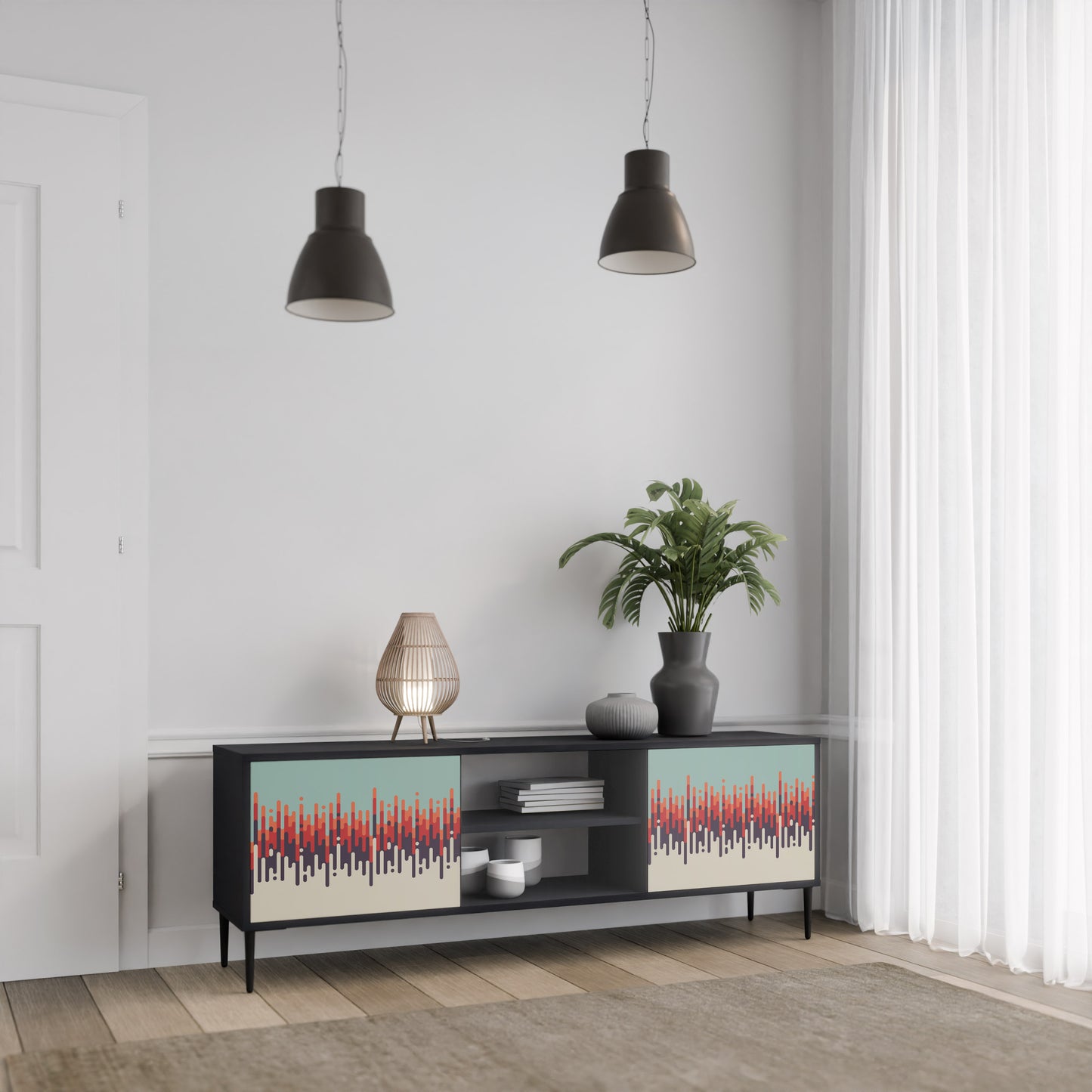 CHROMA CONTOURS 2-dörrars TV-bänk i svart finish