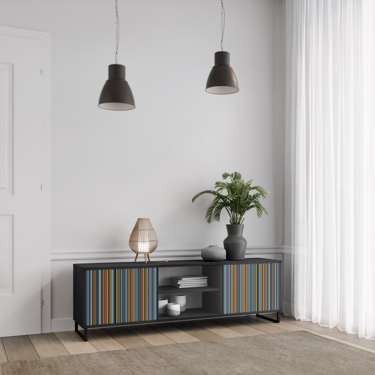 LINEOUT SPECTRUM 2-Door TV Stand in Black Finish
