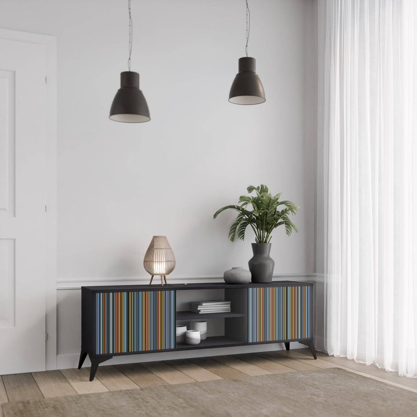 LINEOUT SPECTRUM 2-Door TV Stand in Black Finish