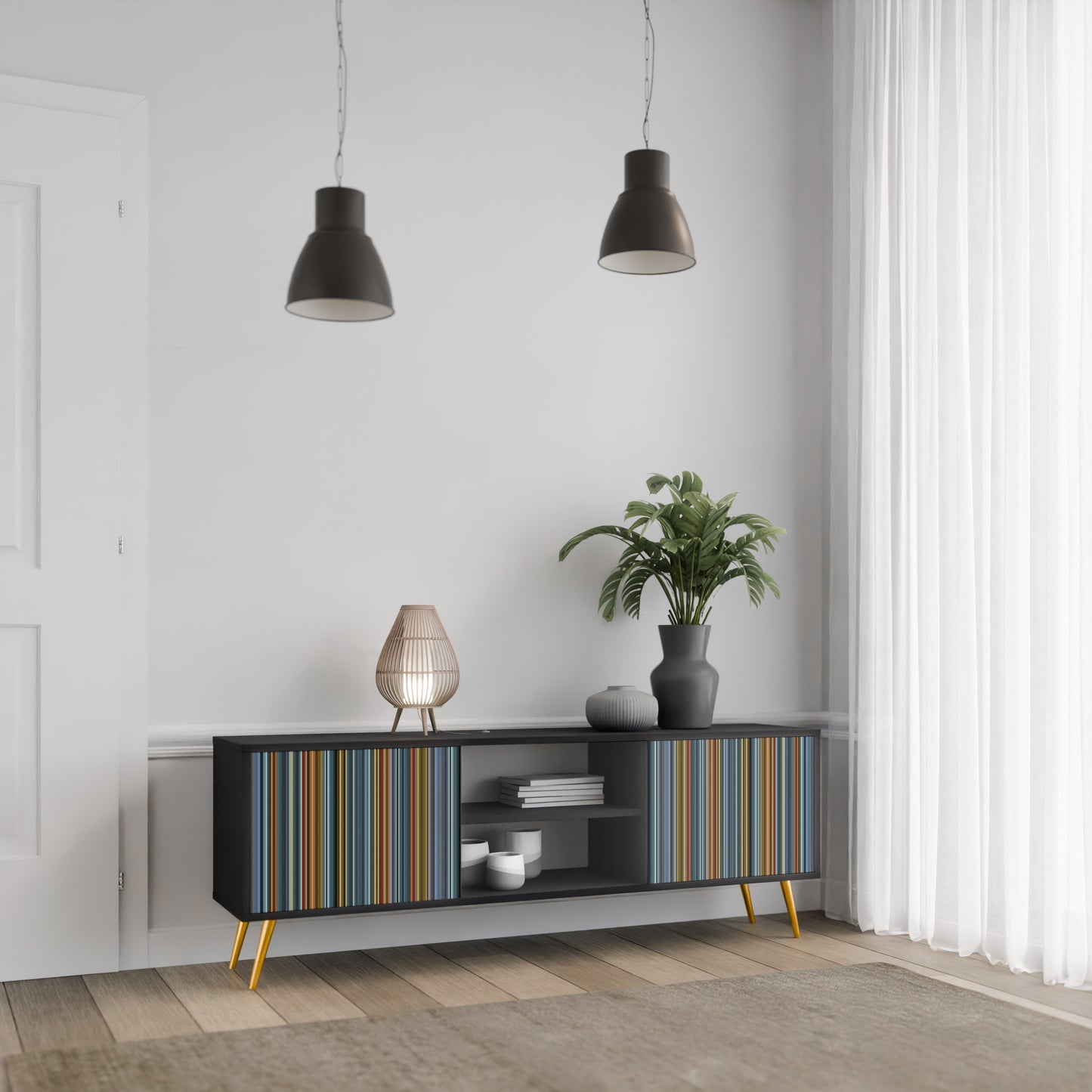 LINEOUT SPECTRUM 2-Door TV Stand in Black Finish