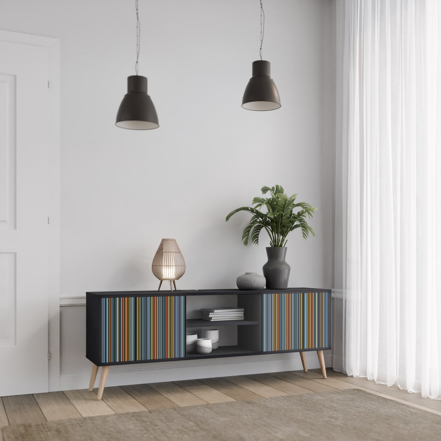 LINEOUT SPECTRUM 2-Door TV Stand in Black Finish