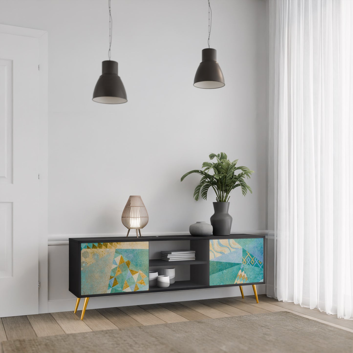 SPECTRUM SPLENDOR 2-Door TV Stand in Black Finish