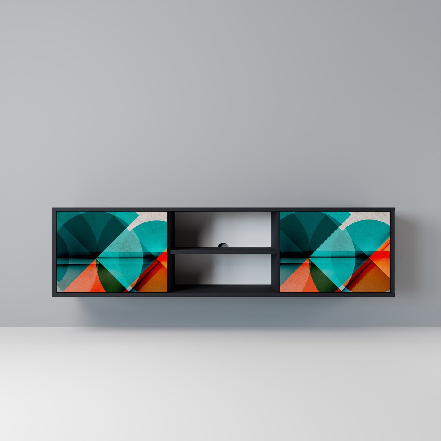 CIRCULAR RHAPSODY 2-Door TV Stand in Black Finish