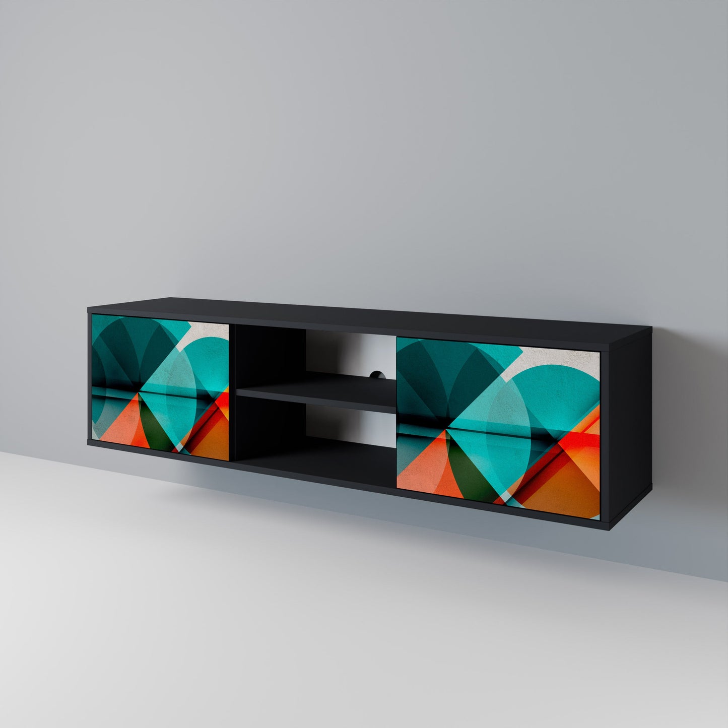 CIRCULAR RHAPSODY 2-Door TV Stand in Black Finish