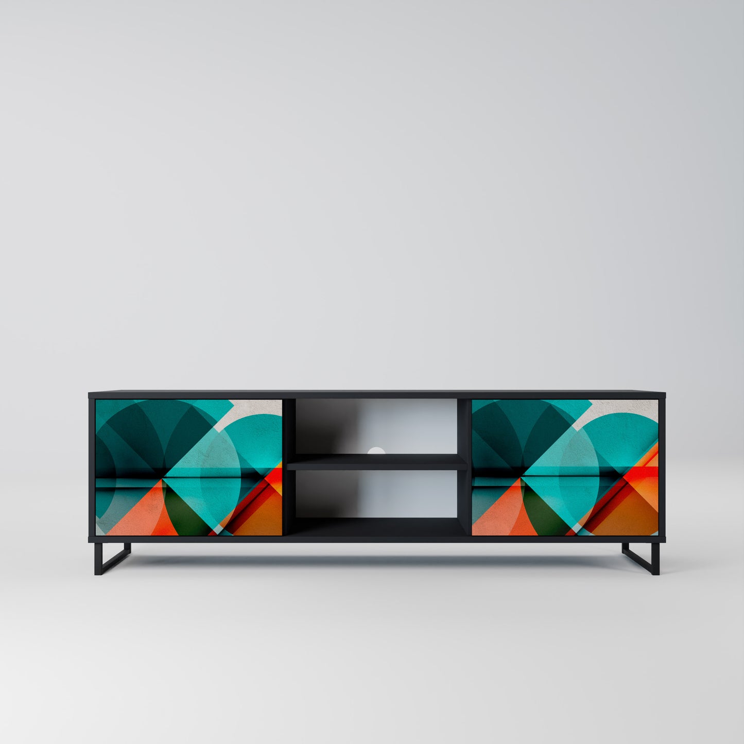 CIRCULAR RHAPSODY 2-Door TV Stand in Black Finish