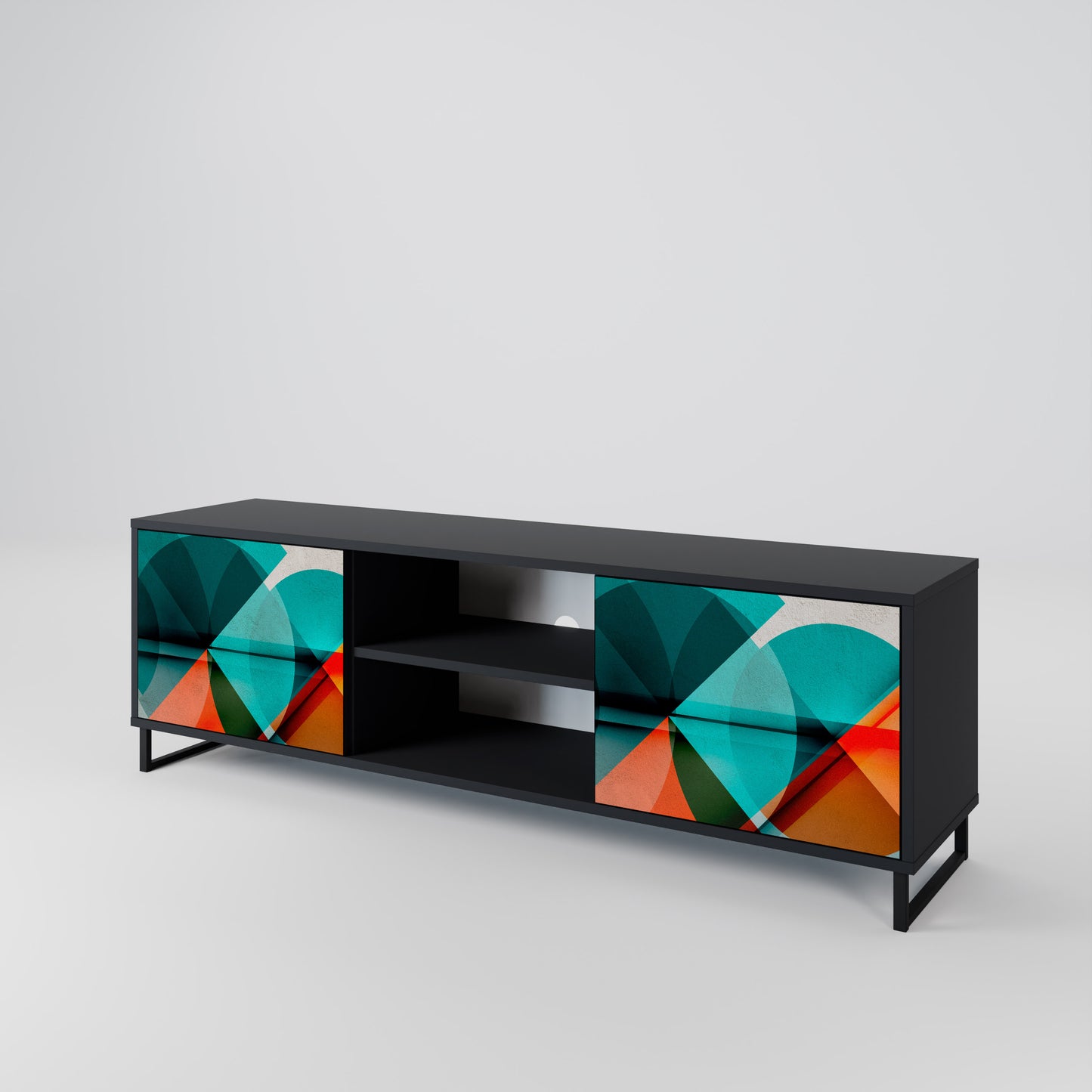 CIRCULAR RHAPSODY 2-Door TV Stand in Black Finish
