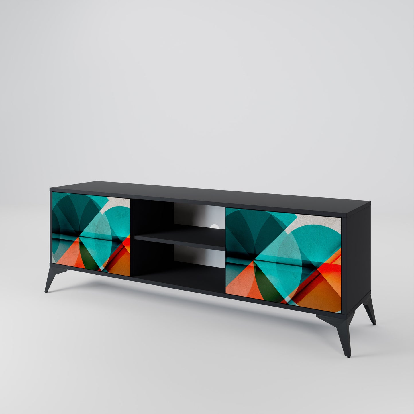 CIRCULAR RHAPSODY 2-Door TV Stand in Black Finish