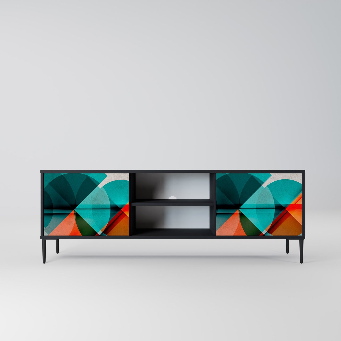 CIRCULAR RHAPSODY 2-Door TV Stand in Black Finish
