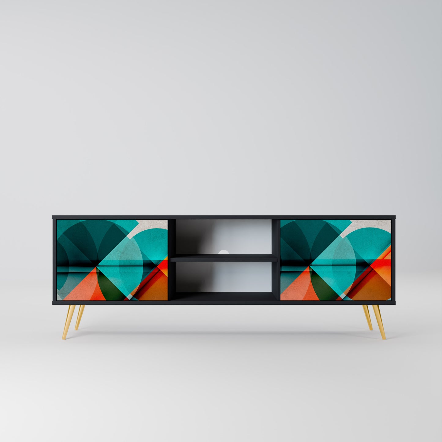 CIRCULAR RHAPSODY 2-Door TV Stand in Black Finish