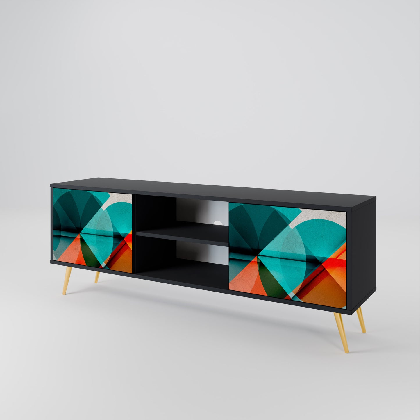 CIRCULAR RHAPSODY 2-Door TV Stand in Black Finish