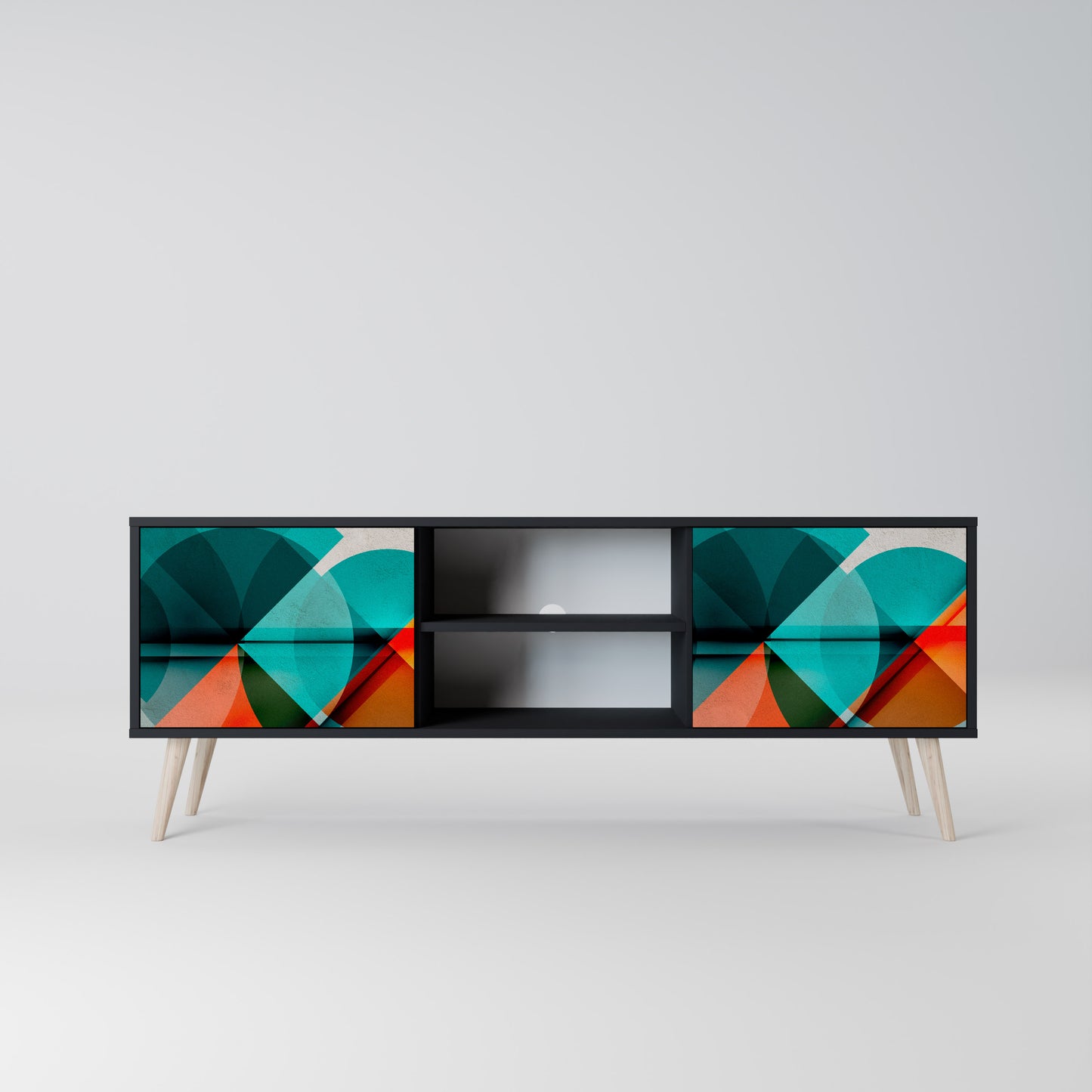 CIRCULAR RHAPSODY 2-Door TV Stand in Black Finish