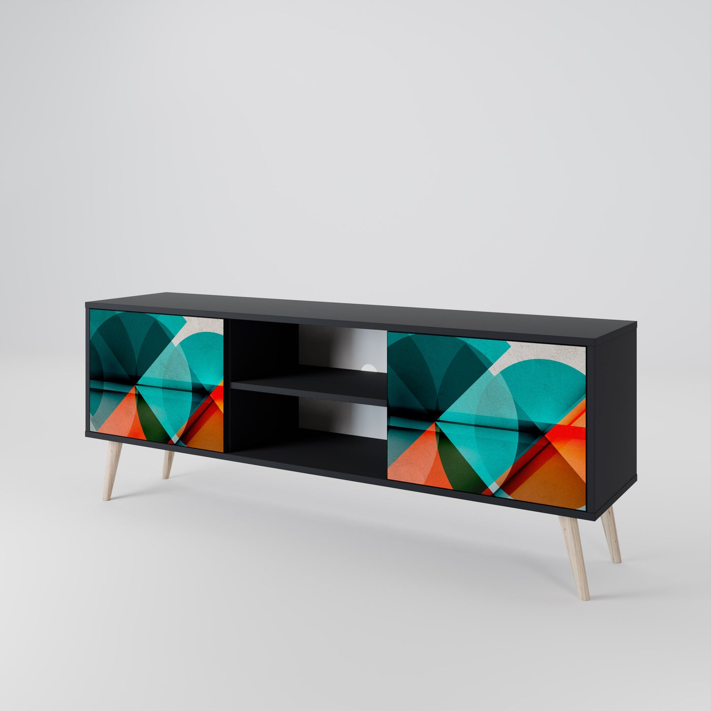 CIRCULAR RHAPSODY 2-Door TV Stand in Black Finish