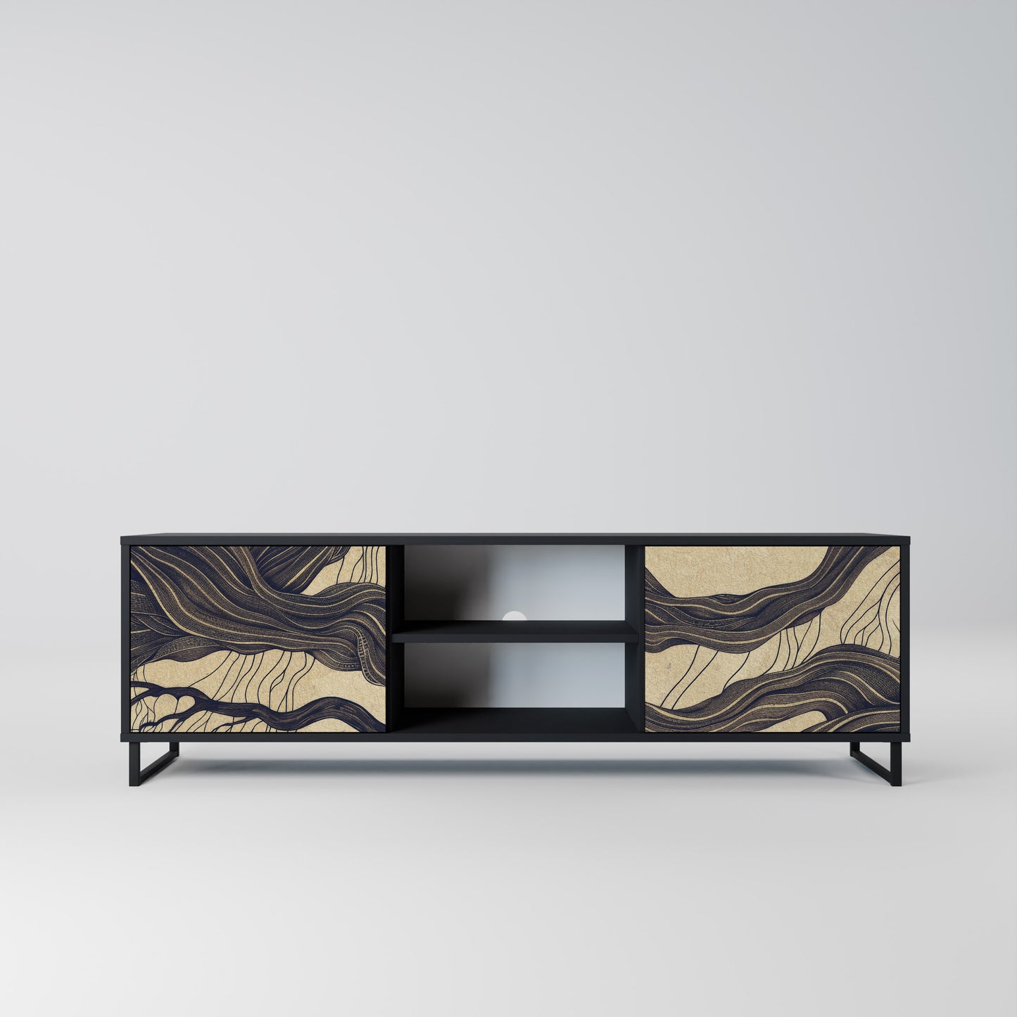 UNIFIED FRAGMENTS 2-Door TV Stand in Black Finish
