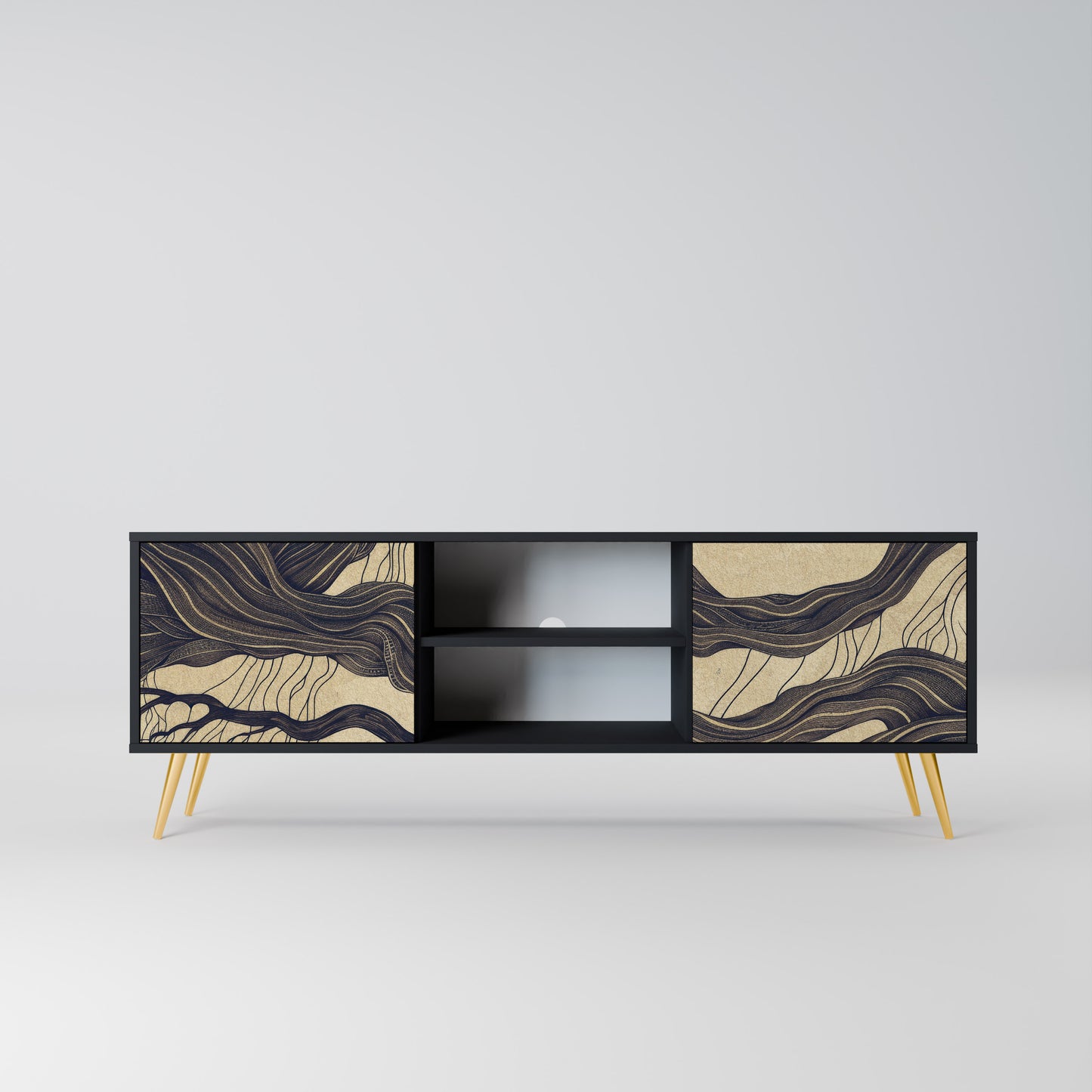 UNIFIED FRAGMENTS 2-Door TV Stand in Black Finish