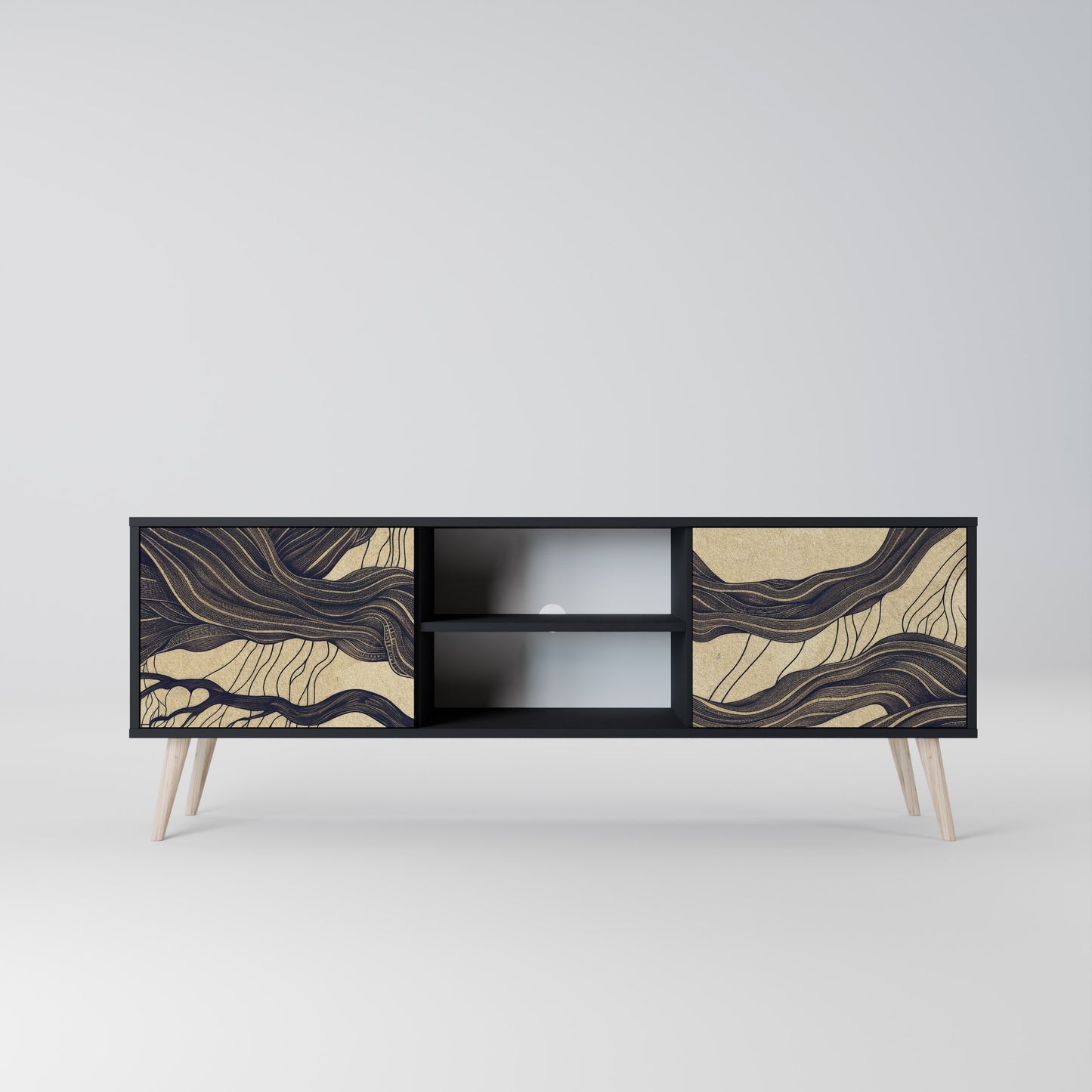 UNIFIED FRAGMENTS 2-Door TV Stand in Black Finish