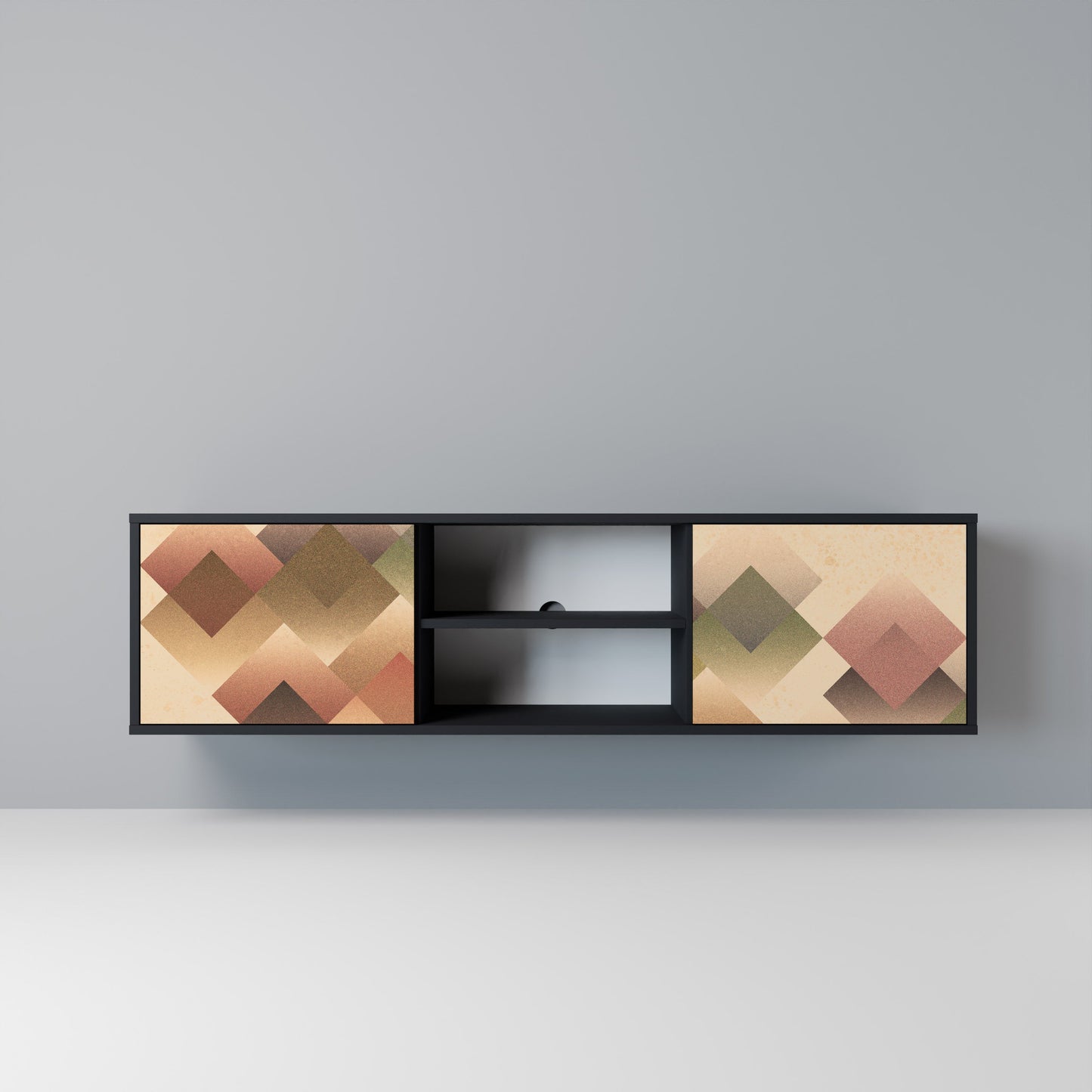GEOMETRIC FUSION 2-Door TV Stand in Black Finish