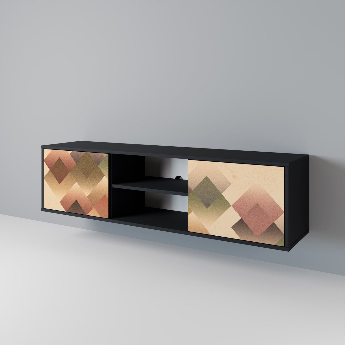 GEOMETRIC FUSION 2-Door TV Stand in Black Finish