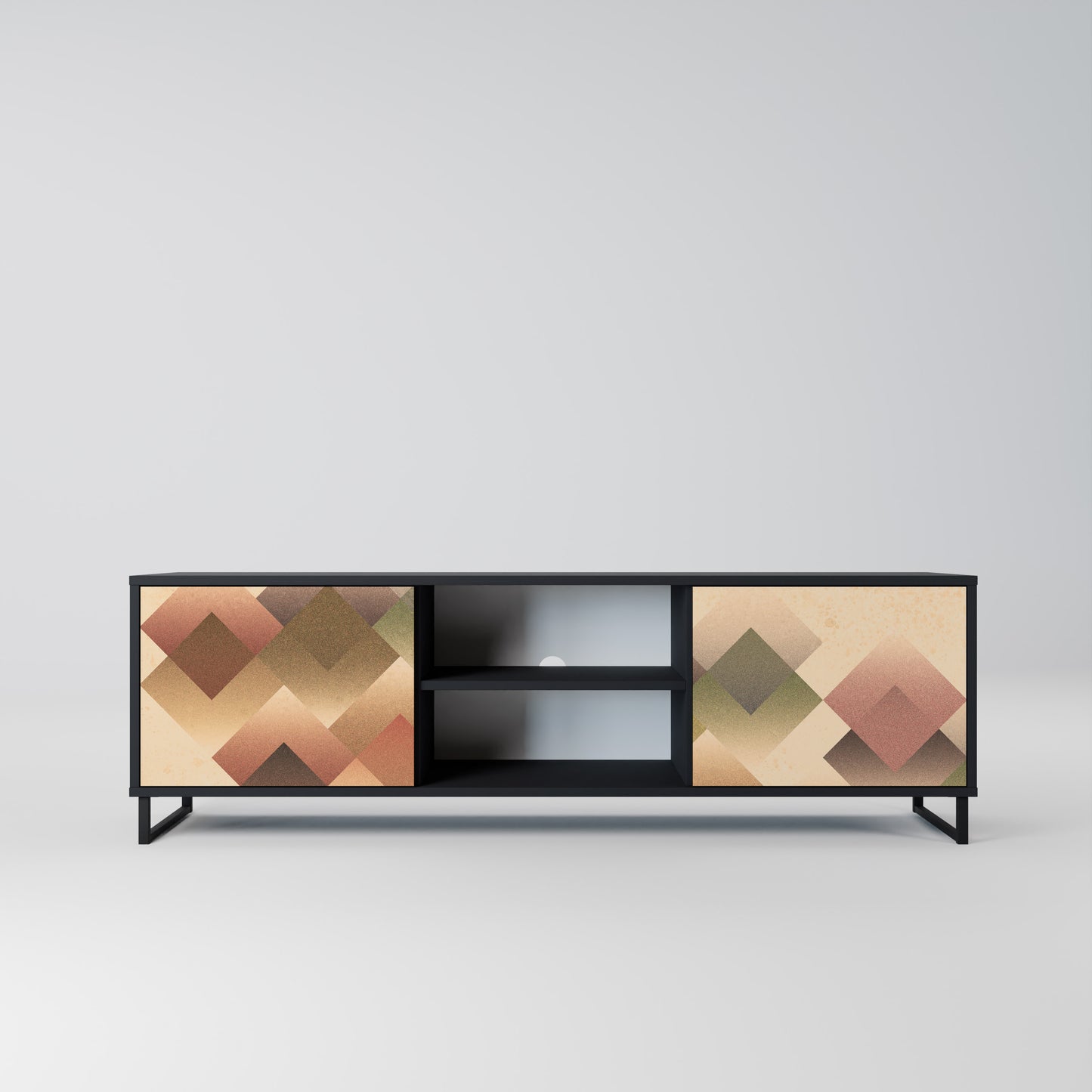 GEOMETRIC FUSION 2-Door TV Stand in Black Finish