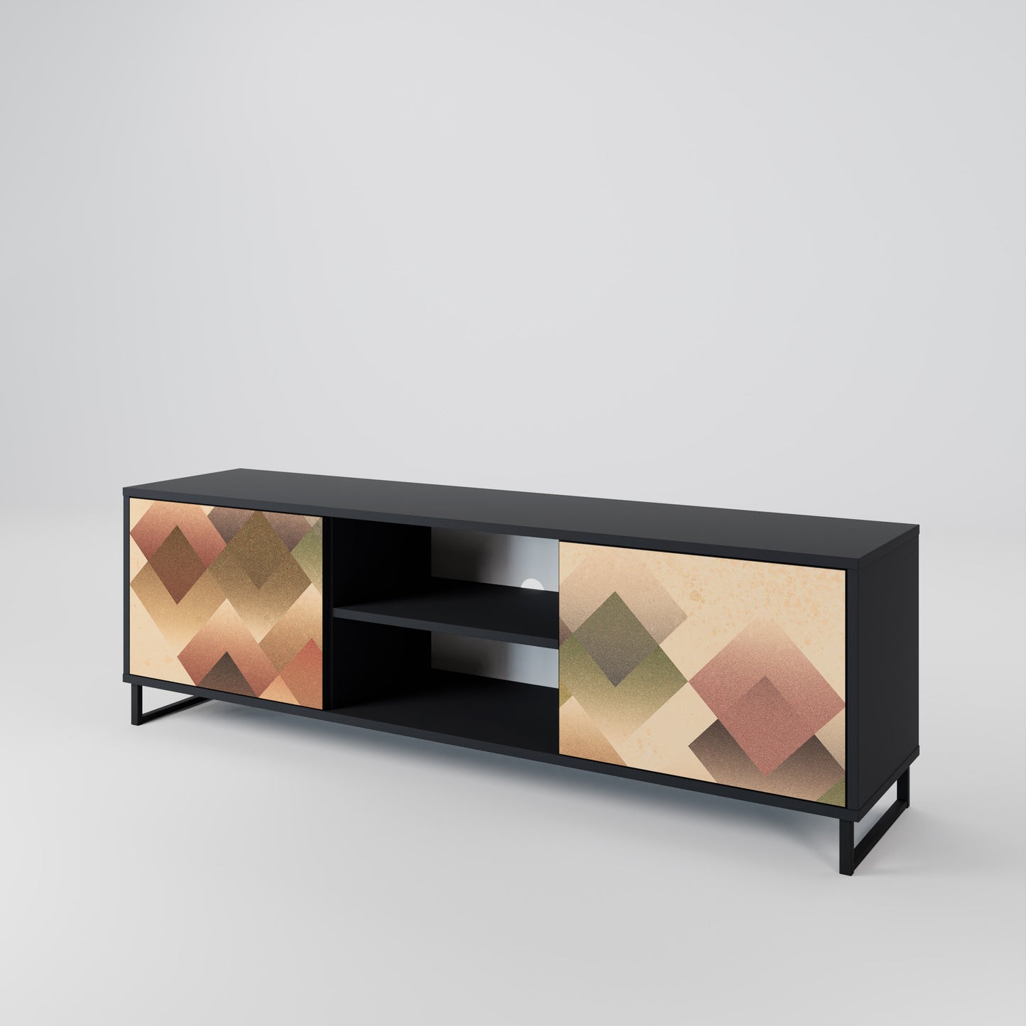 GEOMETRIC FUSION 2-Door TV Stand in Black Finish