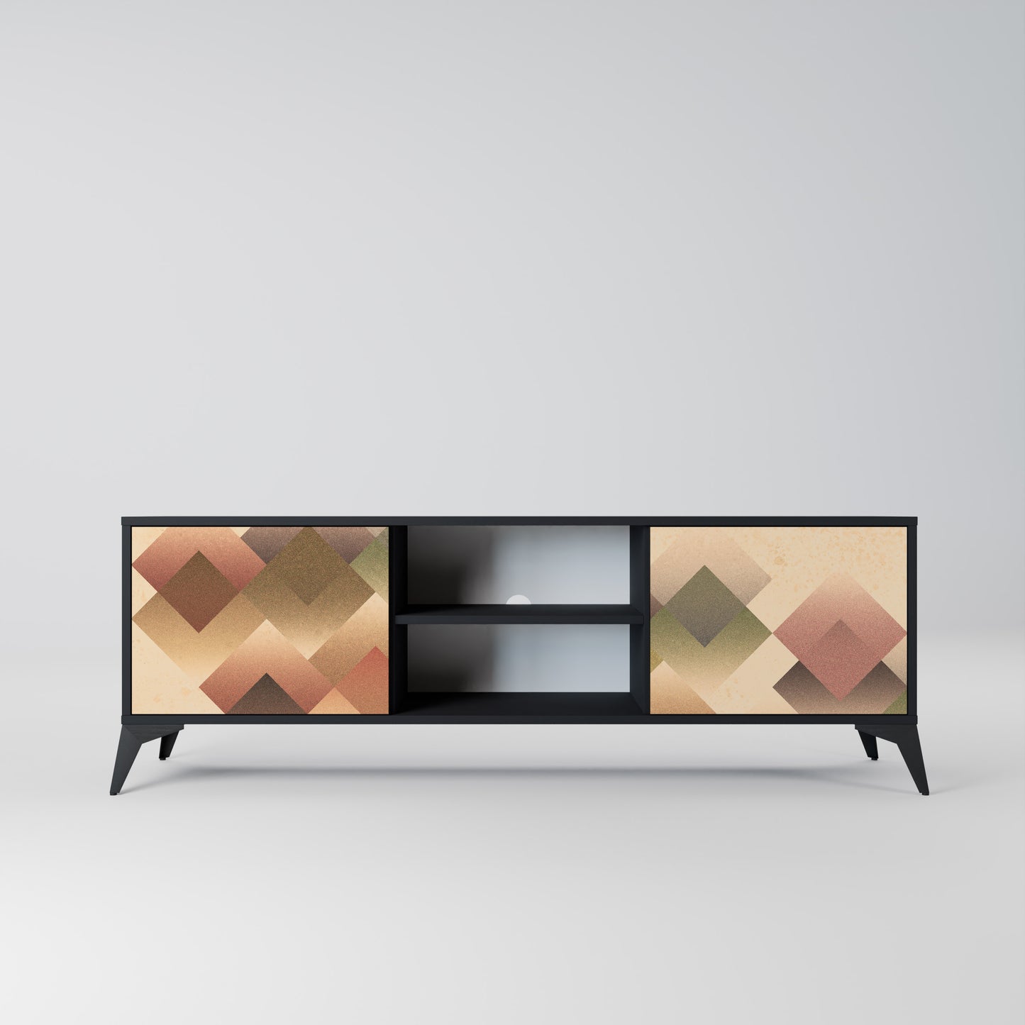 GEOMETRIC FUSION 2-Door TV Stand in Black Finish