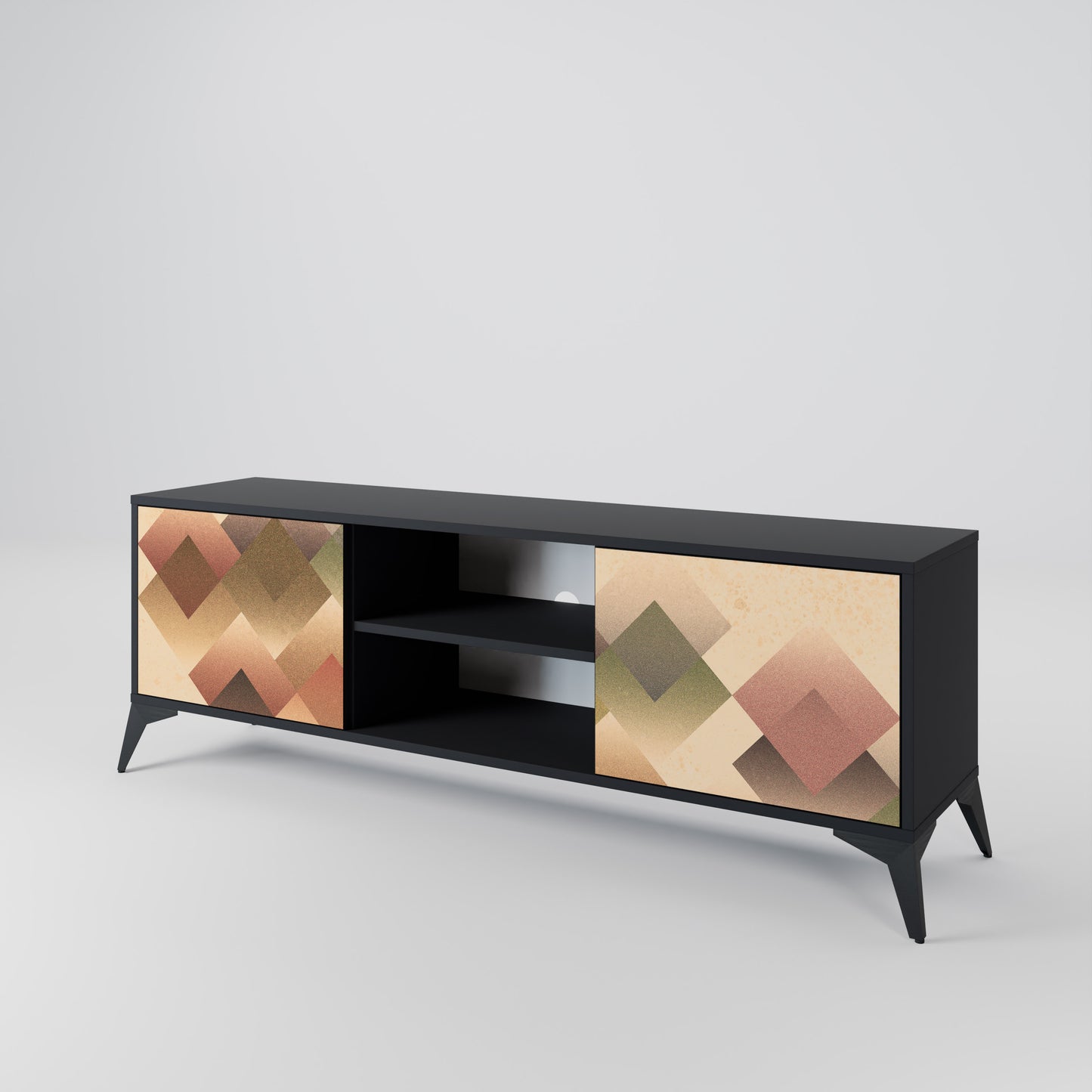 GEOMETRIC FUSION 2-Door TV Stand in Black Finish