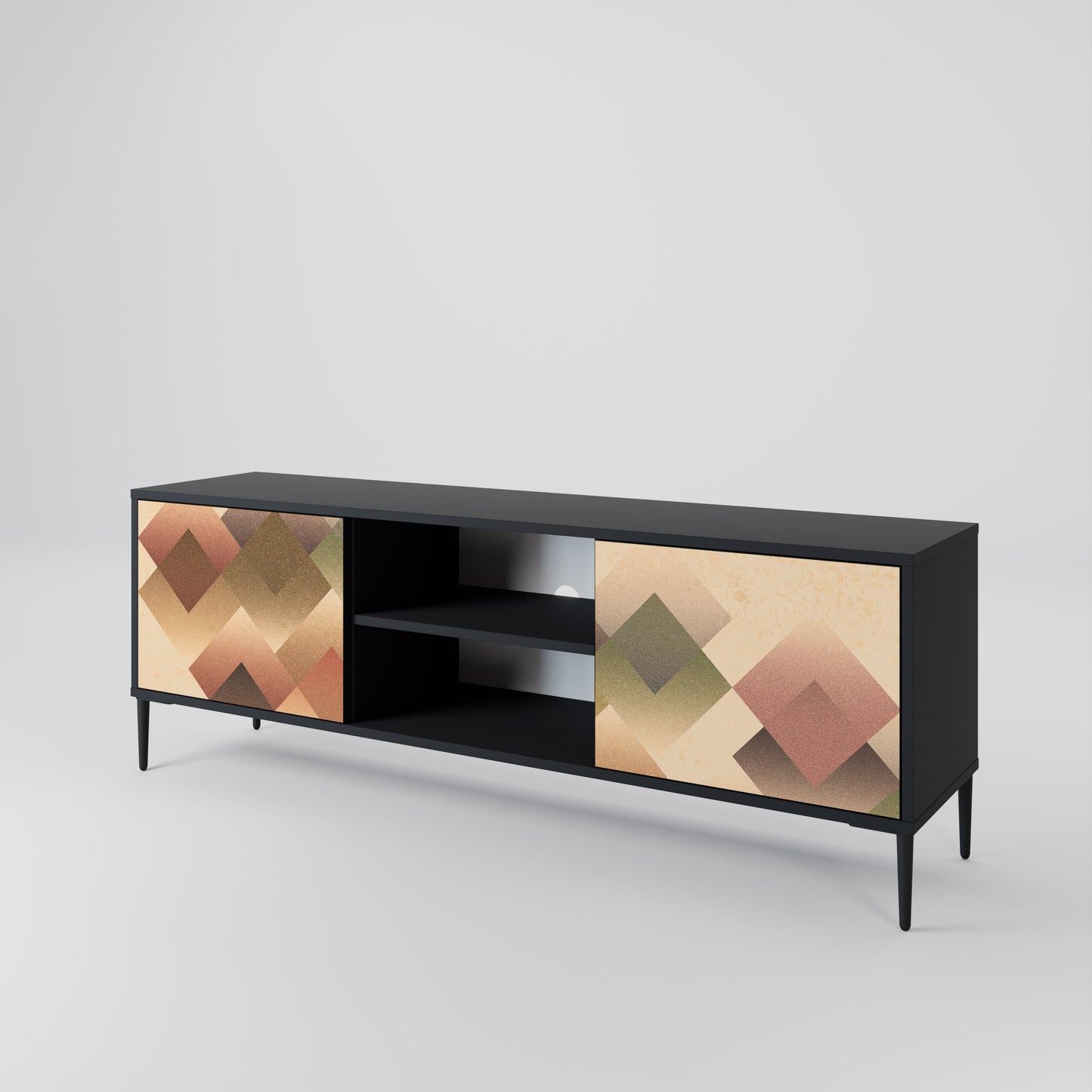 GEOMETRIC FUSION 2-Door TV Stand in Black Finish