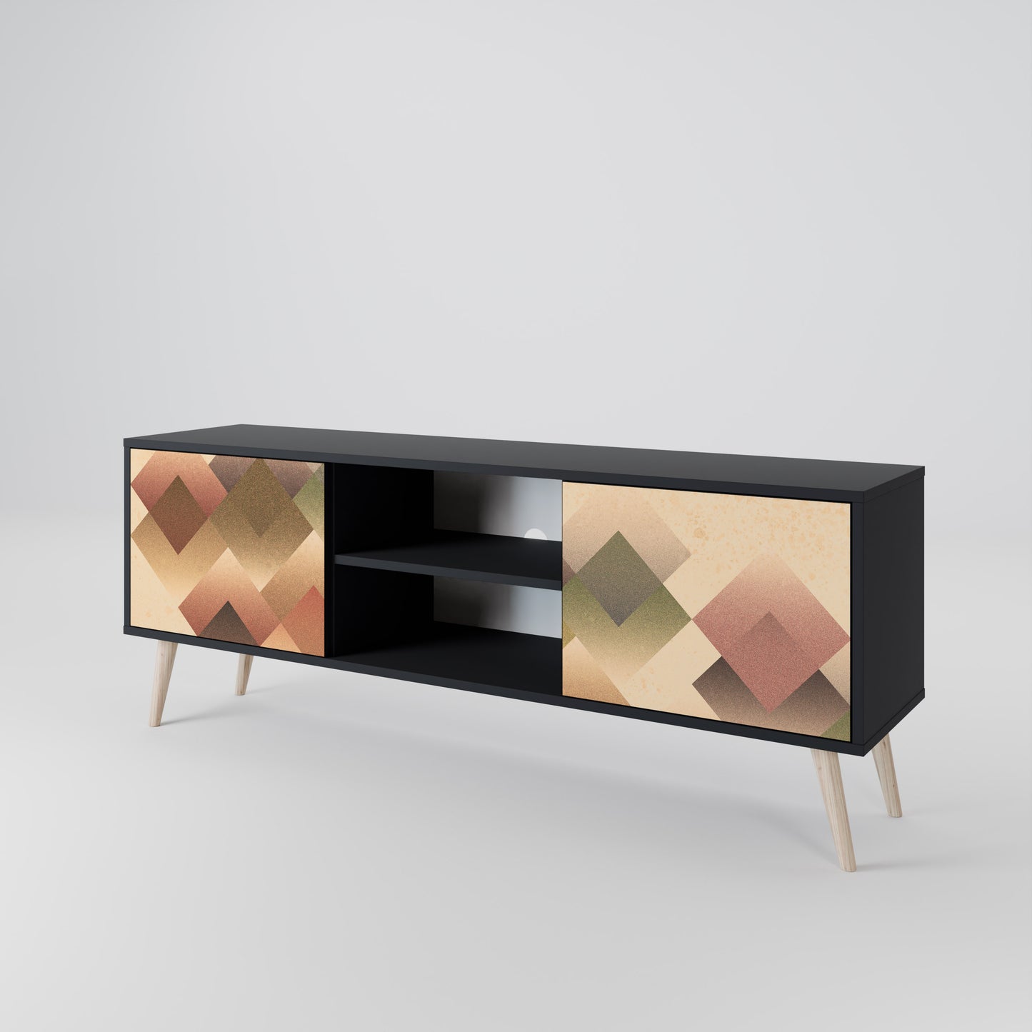 GEOMETRIC FUSION 2-Door TV Stand in Black Finish