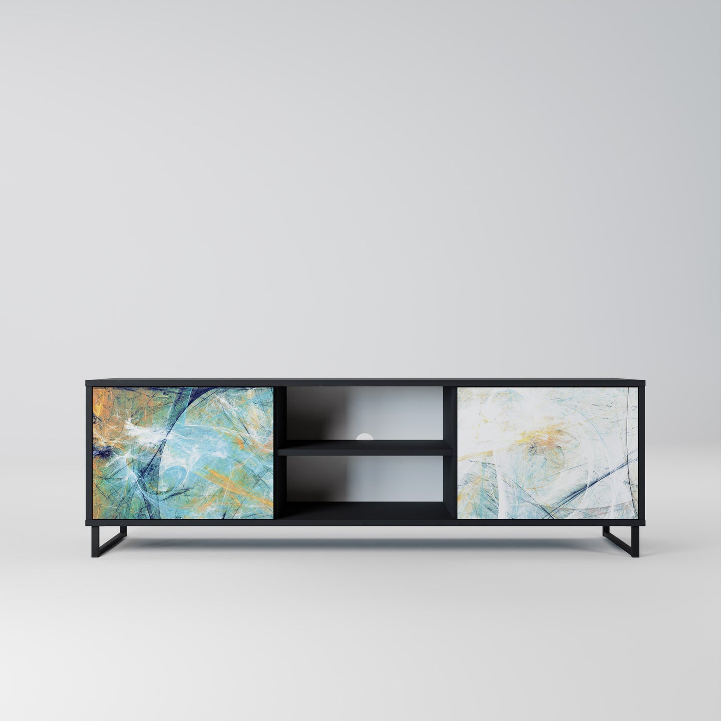 ABSTRACT THOUGHTS 2-Door TV Stand in Black Finish