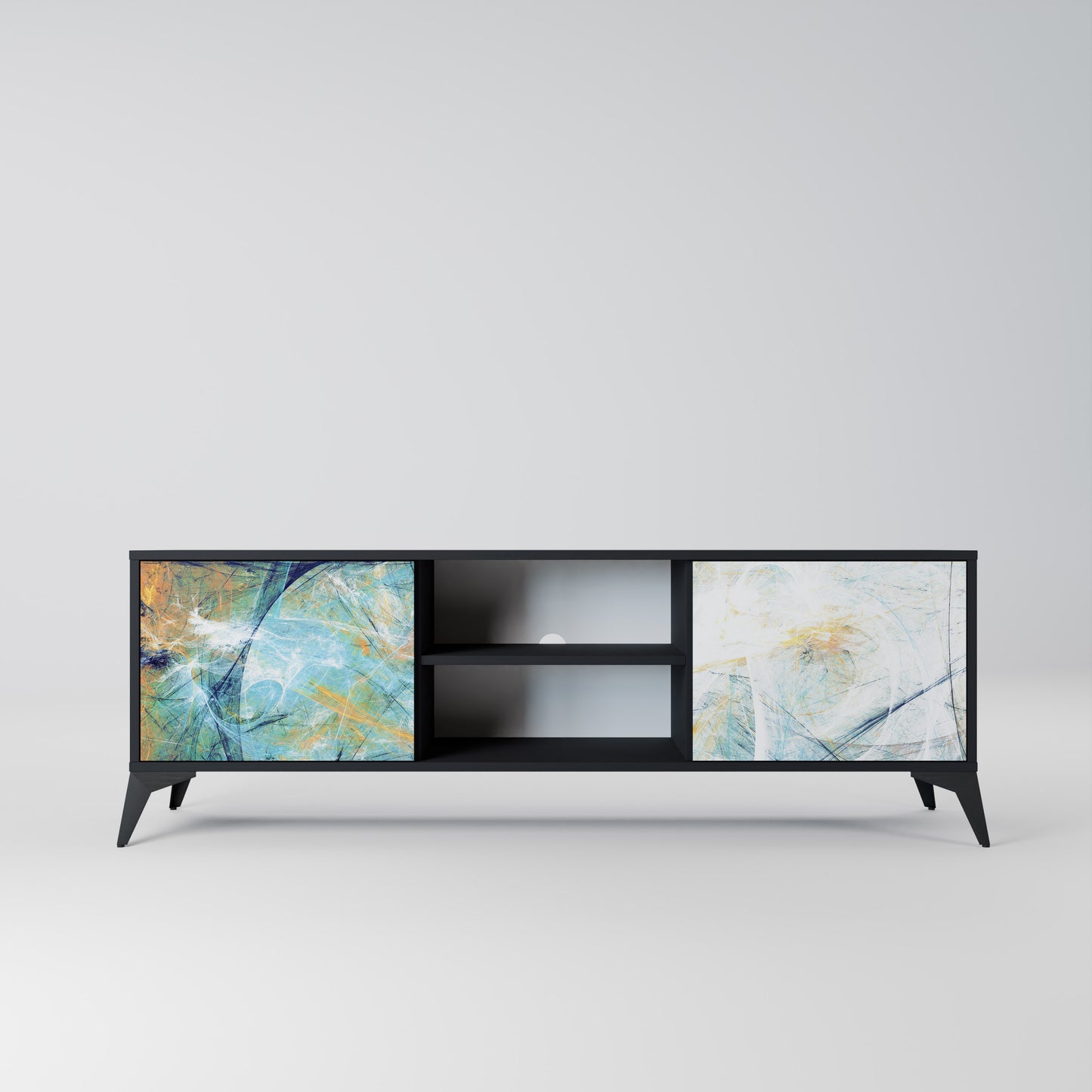 ABSTRACT THOUGHTS 2-Door TV Stand in Black Finish