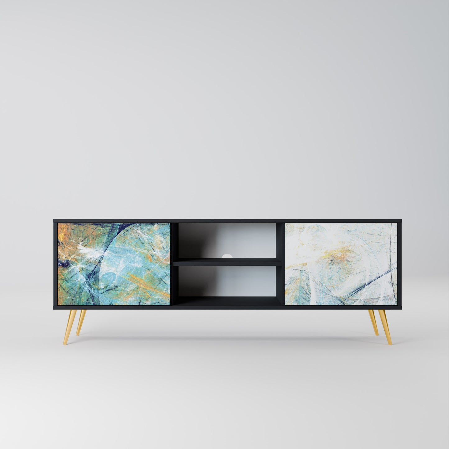 ABSTRACT THOUGHTS 2-Door TV Stand in Black Finish