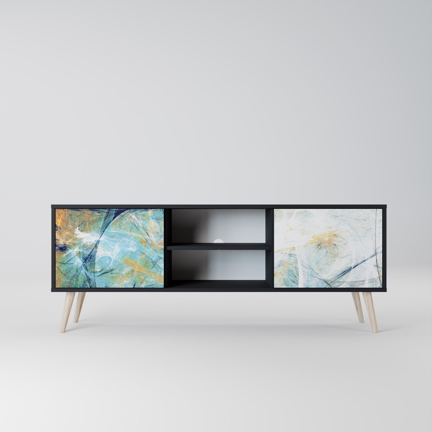 ABSTRACT THOUGHTS 2-Door TV Stand in Black Finish