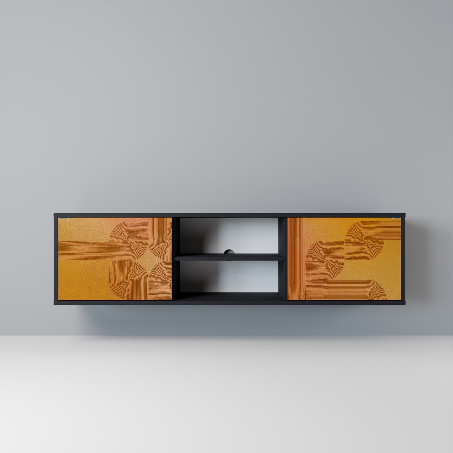 STRENGTHENING RELATION 2-Door TV Stand in Black Finish