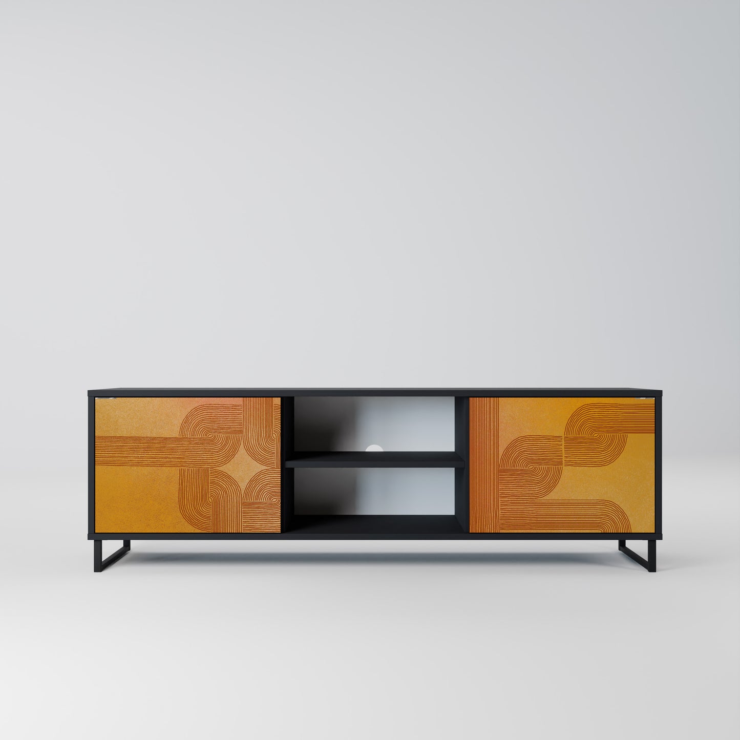 STRENGTHENING RELATION 2-Door TV Stand in Black Finish