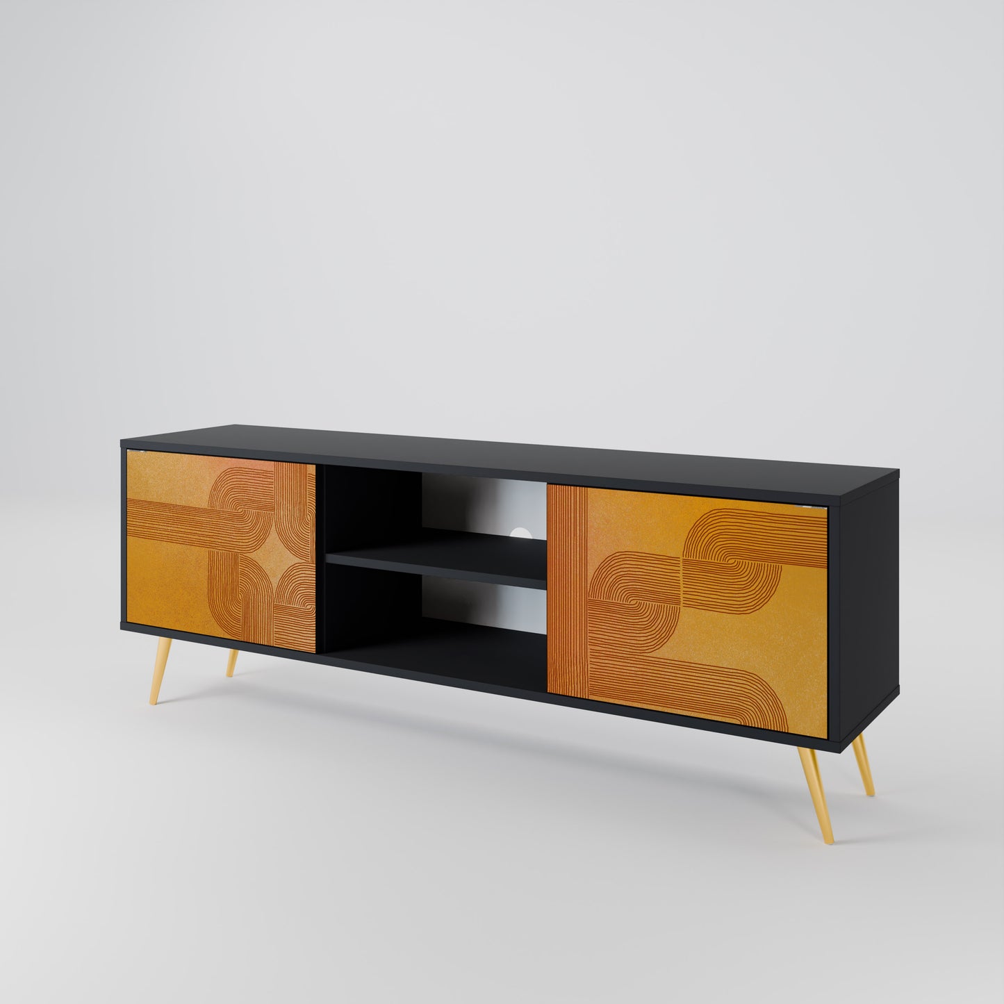 STRENGTHENING RELATION 2-Door TV Stand in Black Finish
